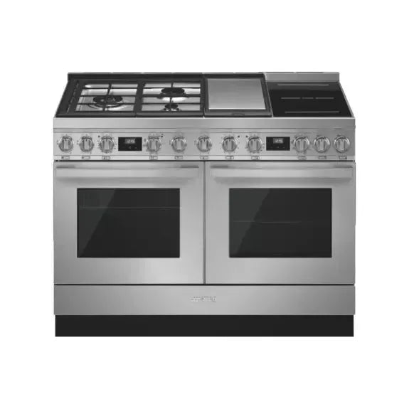Smeg 120cm Portofino Multifunction Cooker - Stainless Steel Electric Cooktop with 4 Burners | Perfect for Modern Kitchens, Home Cooking & Entertaining