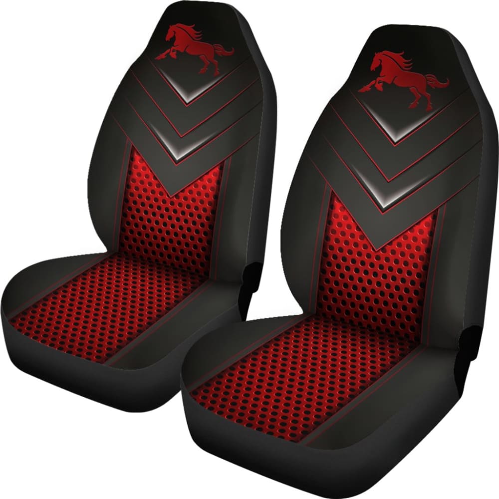 Premium Red Horse Metallic Custom Printed Car Seat Covers - Universal Fit for Cars, Trucks & SUVs - Stylish Protection for Road Trips & Daily Commutes