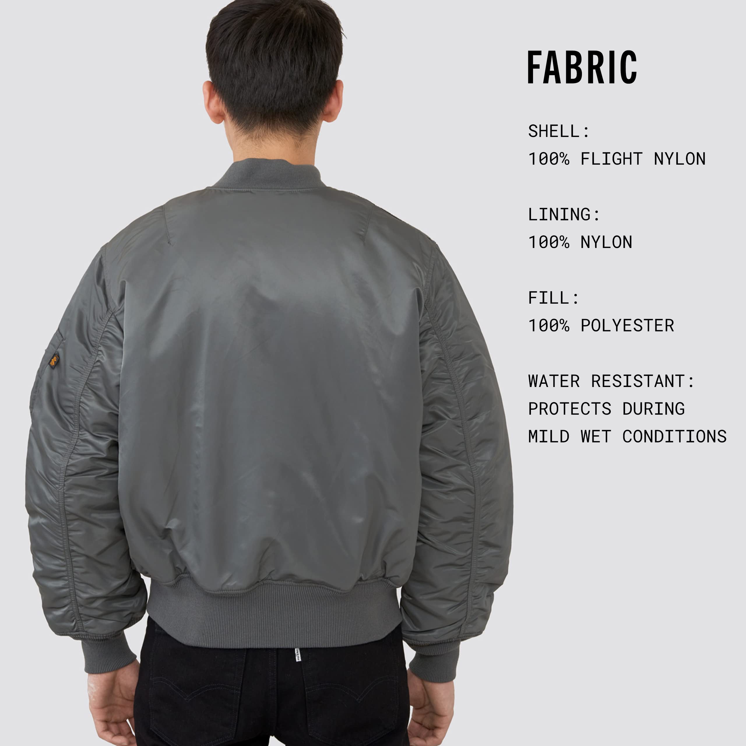Alpha Industries MA-1 Bomber Flight Jacket - Men's Military Style Aviator Jacket with Water-Repellent Nylon - Perfect for Pilots, Outdoor Adventures & Streetwear Fashion