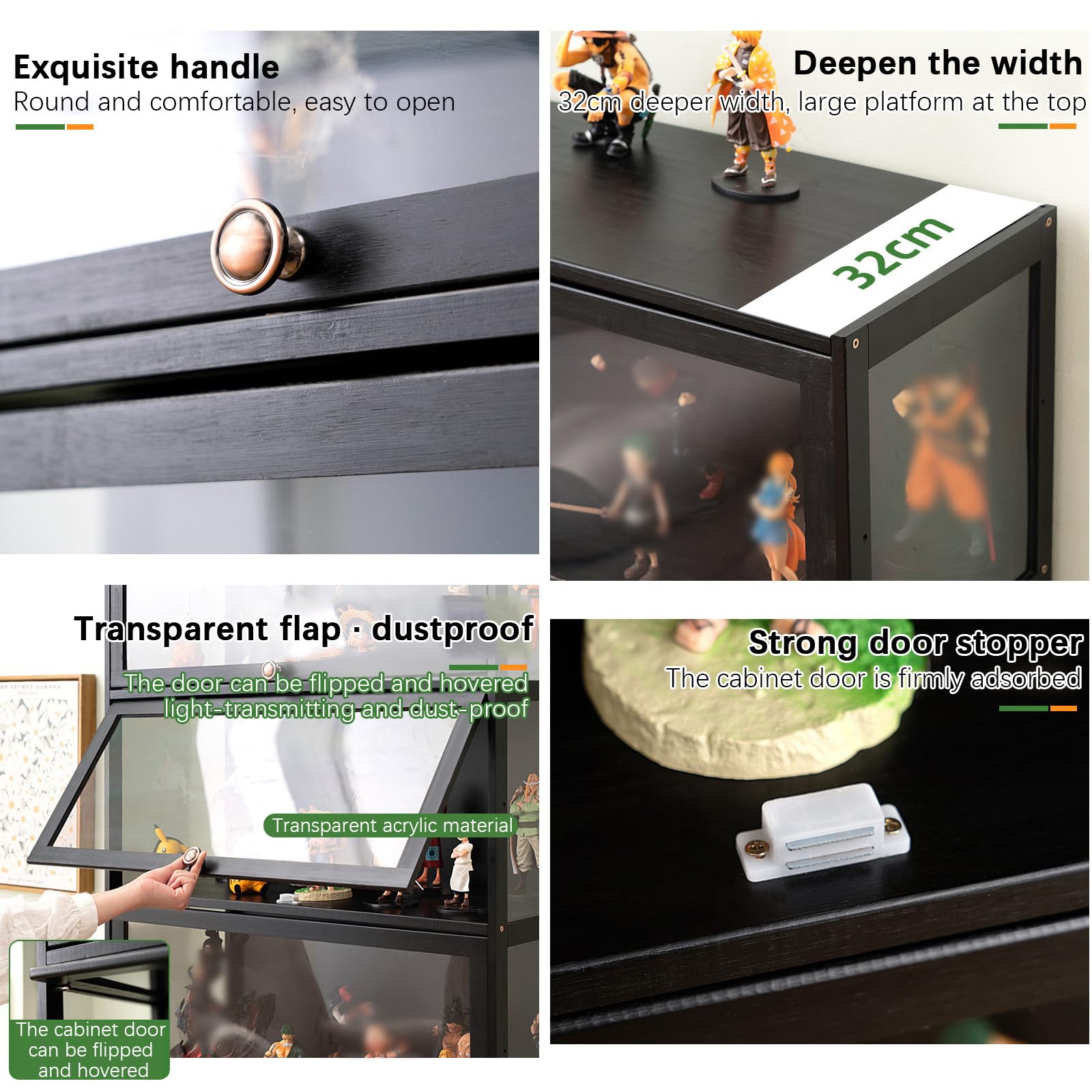 Acrylic Display Case for Collectibles - Glass Curio Cabinet with Magnetic Flip Door | Bamboo & Acrylic Material | Perfect for Action Figures, China Storage & Home Decor Showcase