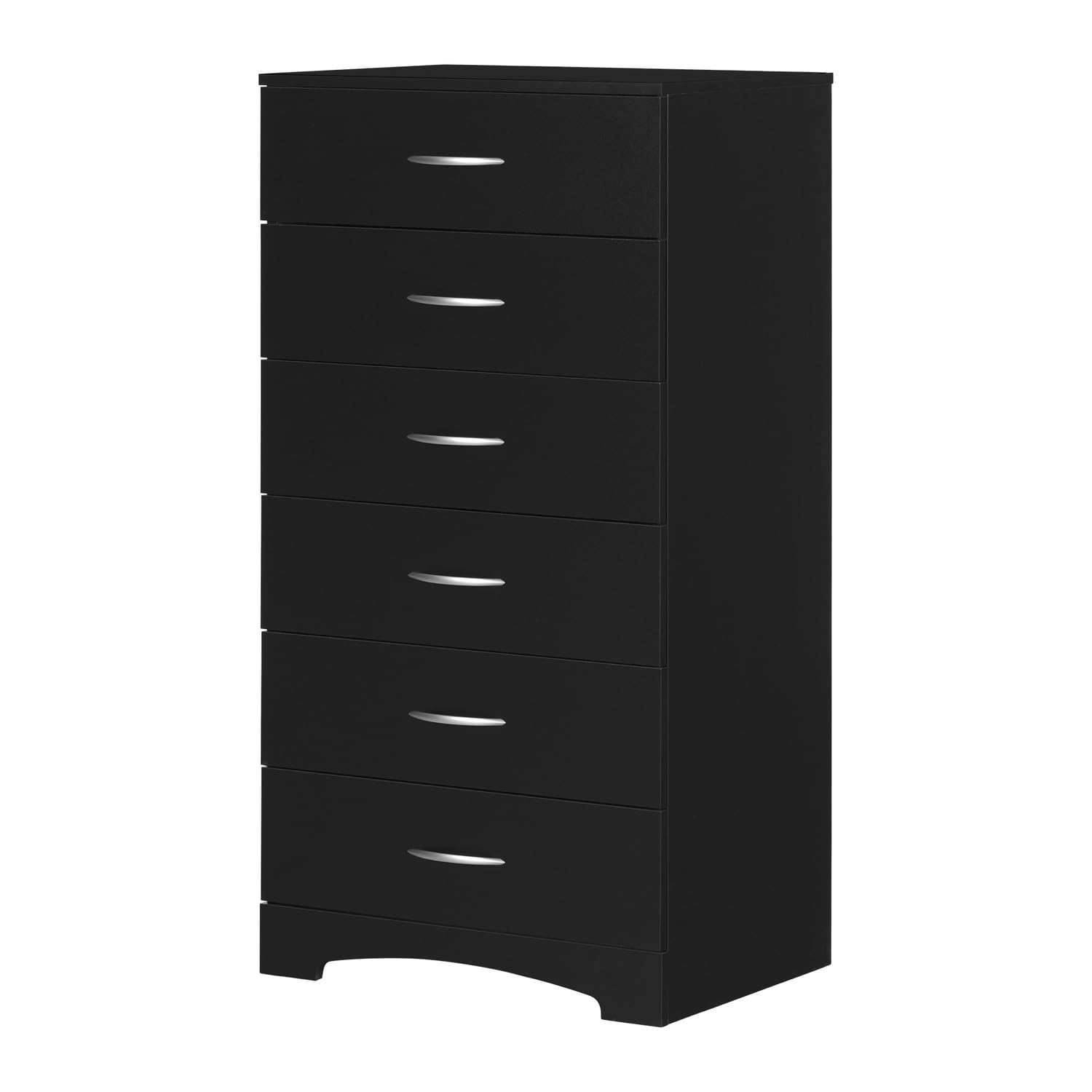 South Shore Step One 6-Drawer Lingerie Chest in Pure Black - Stylish Storage Solution for Bedroom, Closet & Dorm Organization