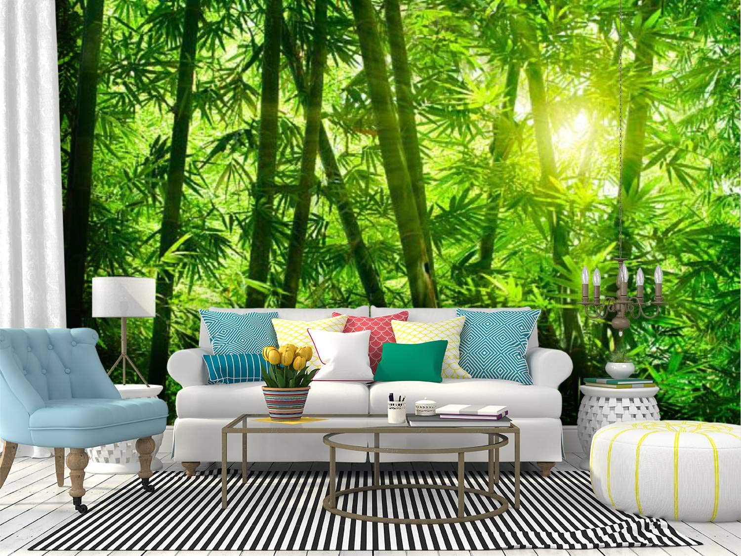 RECETHROWS Bamboo Forest Peel and Stick Wallpaper - Self-Adhesive Removable Vinyl Wall Mural for Home Decor | Perfect for Living Room, Bedroom, Office & Nursery Wall Covering