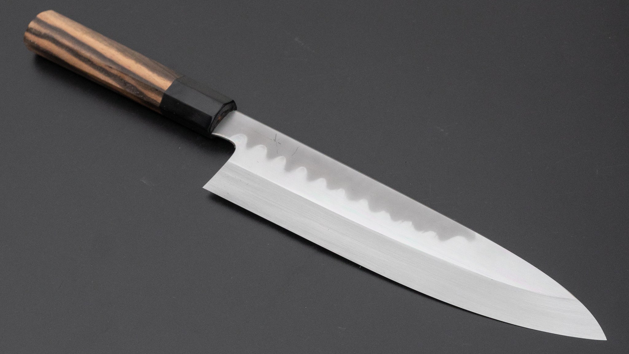 Hitohira Togashi Kyuzo White #1 Hakumon Mizu Honyaki Gyuto 240mm Japanese Chef Knife - Kurokaki Persimmon Handle (#095 with Saya) - Perfect for Sushi, Sashimi & Precision Cutting