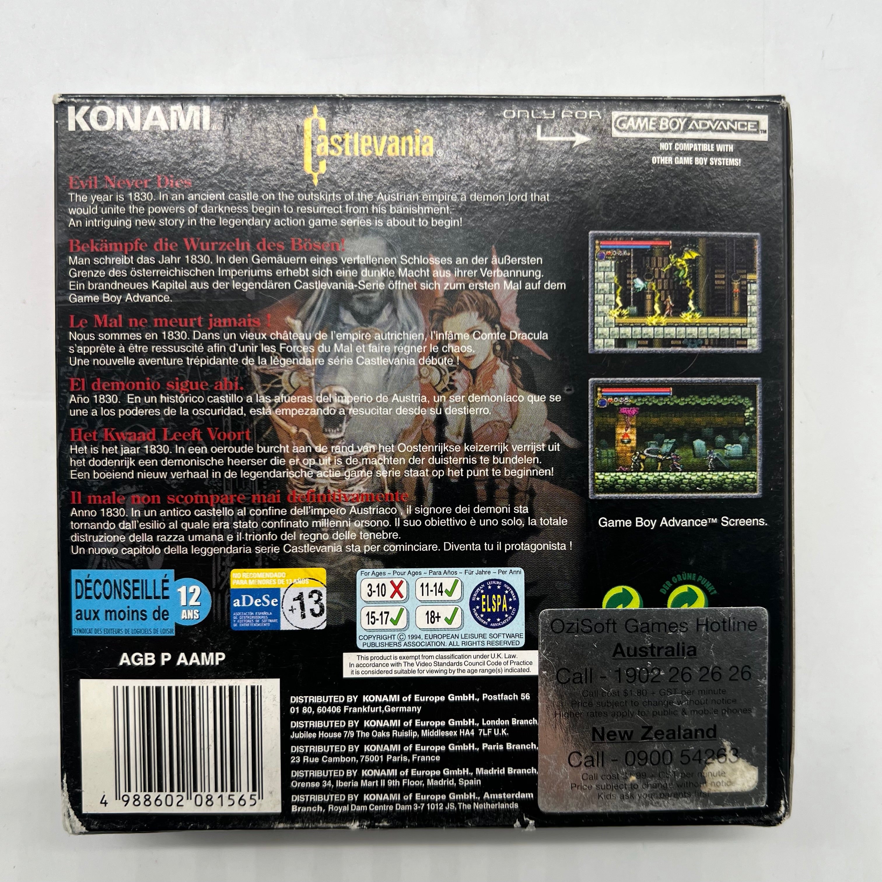 Castlevania GBA Game - Complete Boxed Edition with Manual (PAL) - Perfect for Retro Gaming Collectors & Handheld Console Enthusiasts