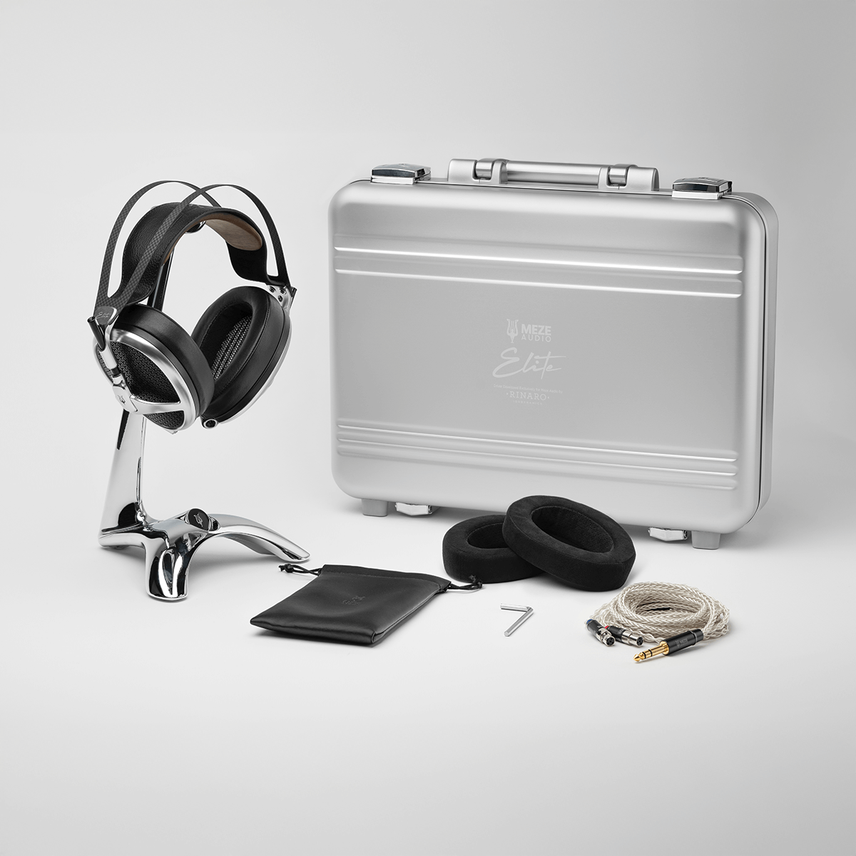 Meze ELITE Premium Audiophile Headphones with Manta Chrome Stand - Limited Winter Edition Soundscapes Bundle for Home Studio & Hi-Fi Listening