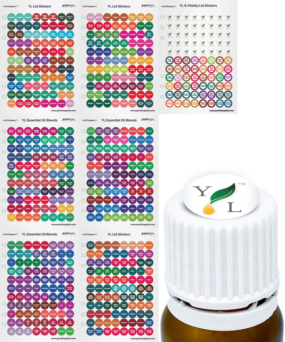 Young Living Essential Oil Bottle Cap Stickers - 7 Sheets (616 Labels) for Aromatherapy Containers | Waterproof & Durable Lid Stickers | Perfect for Organizing YL EO Bottles at Home, Spa or Yoga Studio