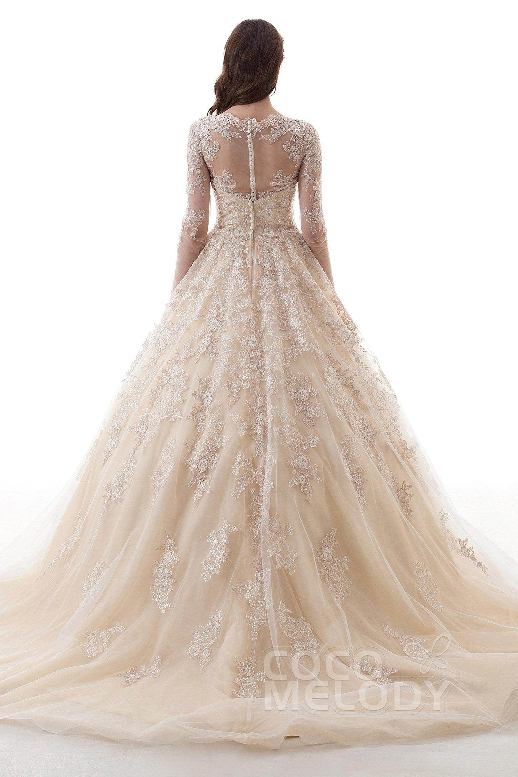 Elegant Gothic Princess Court Train Lace Tulle Wedding Dress LD4622 - Perfect for Gothic Bridal, Vintage Themed Weddings & Fantasy Cosplay Events