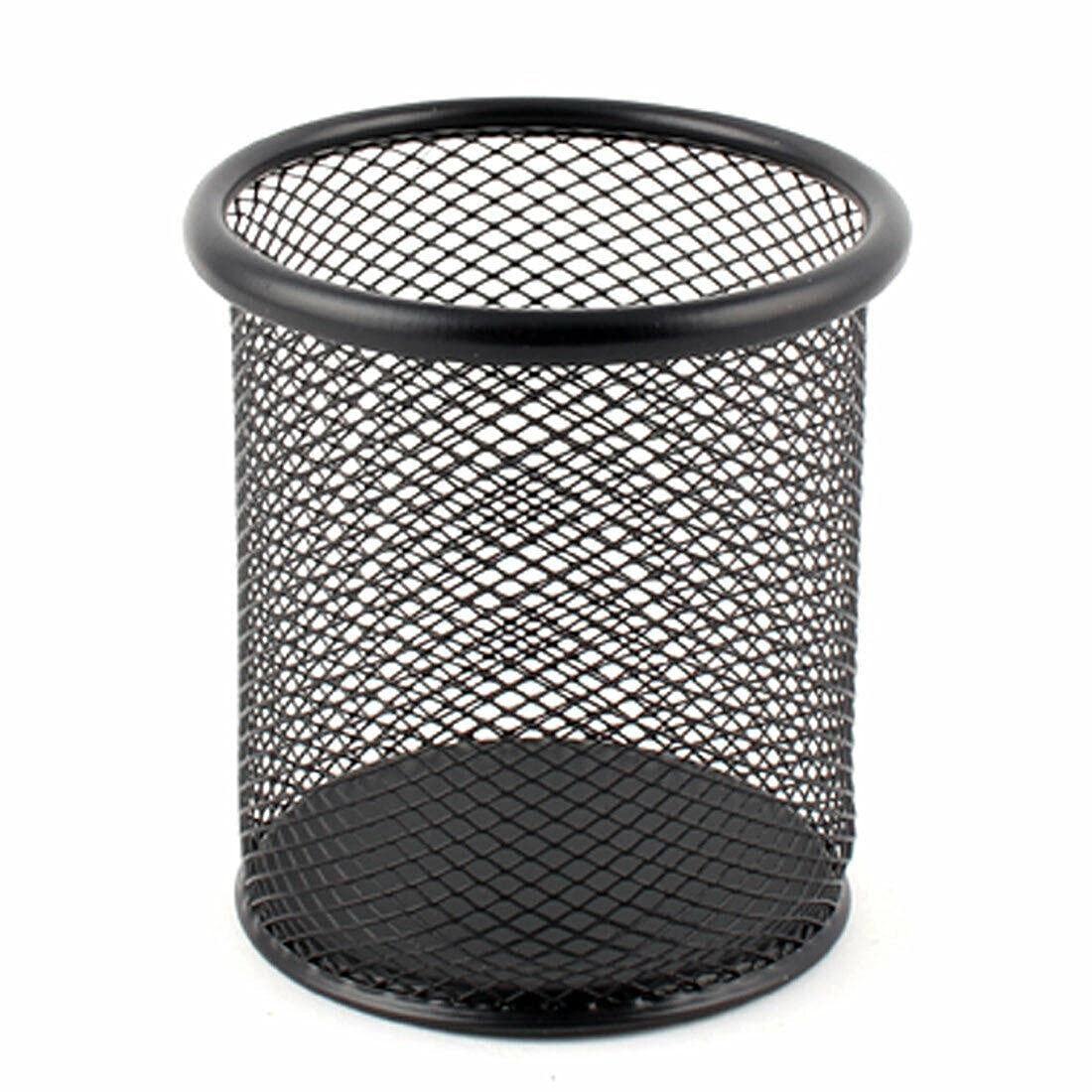 Black Metal Mesh Desk Organizer - Stylish Pencil Holder, Pen Case & Ruler Storage for Home Office | Perfect Workspace Accessory for Stationery Organization