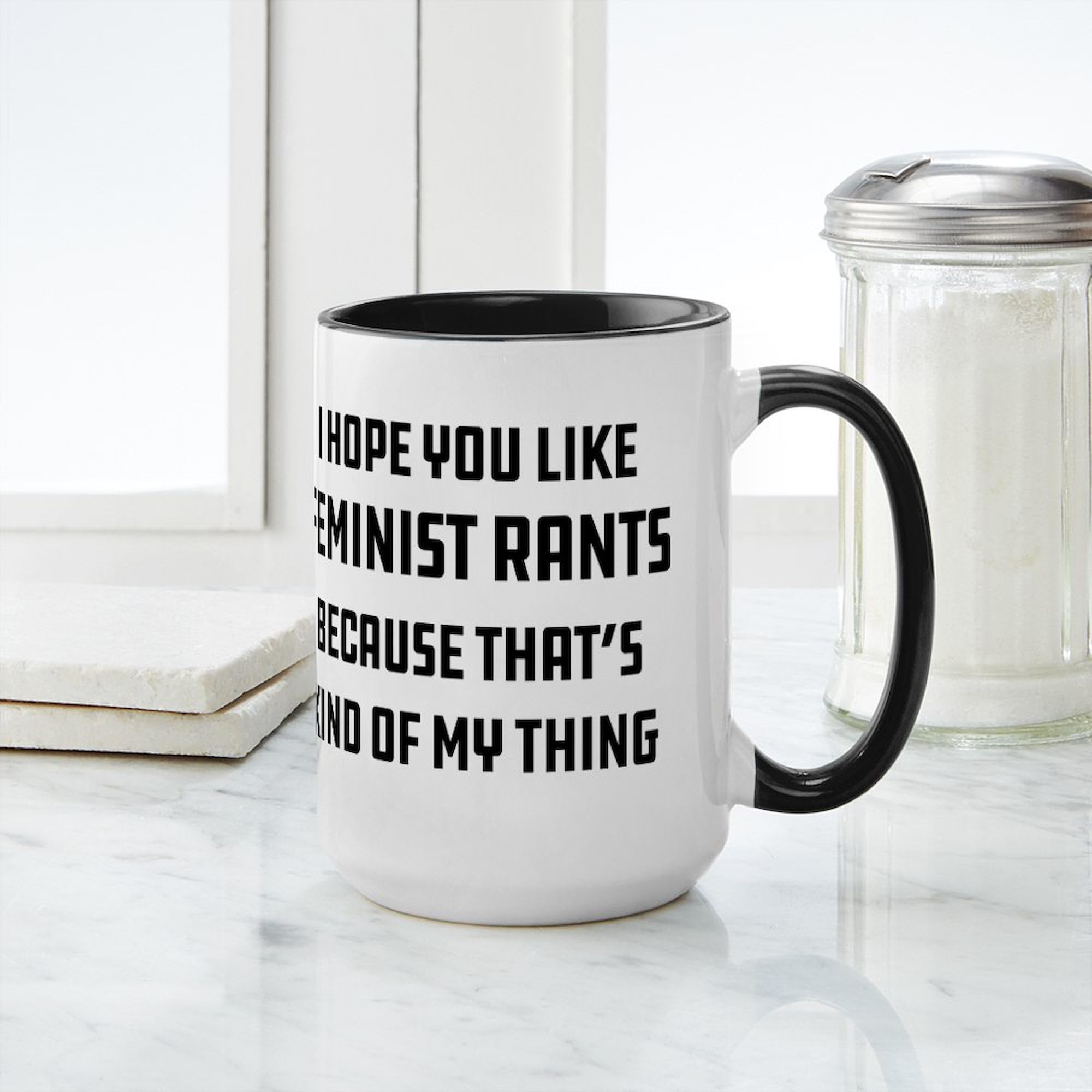 Feminist Rants 15oz Ceramic Coffee Mug - 444ml Inspirational Women's Rights Mug for Office, Home & Gifts - Perfect for Tea, Hot Chocolate & Morning Coffee