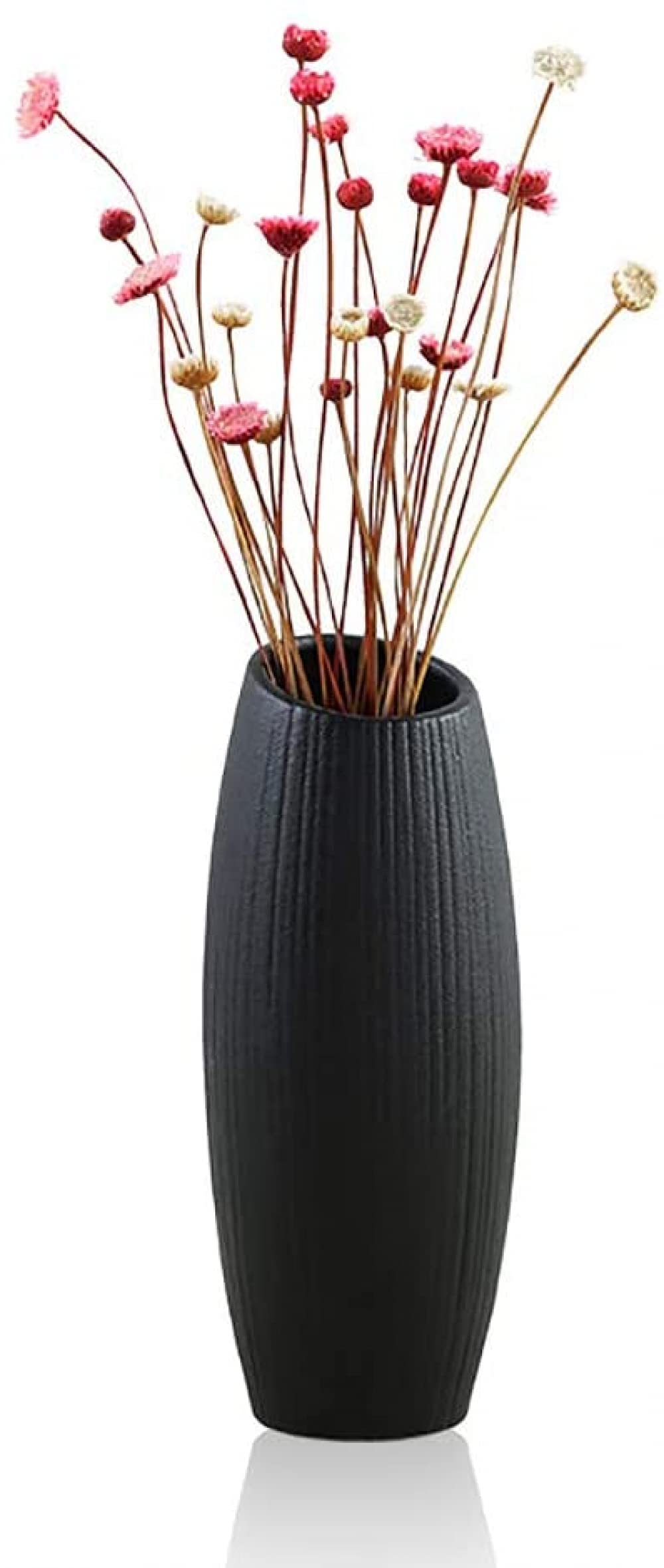 Modern Black Ceramic Vase - Minimalist Small Flower Vase for Home Decor, Wedding Centerpieces & Creative Floral Arrangements | Elegant Tabletop Decor for Living Room, Bedroom & Office