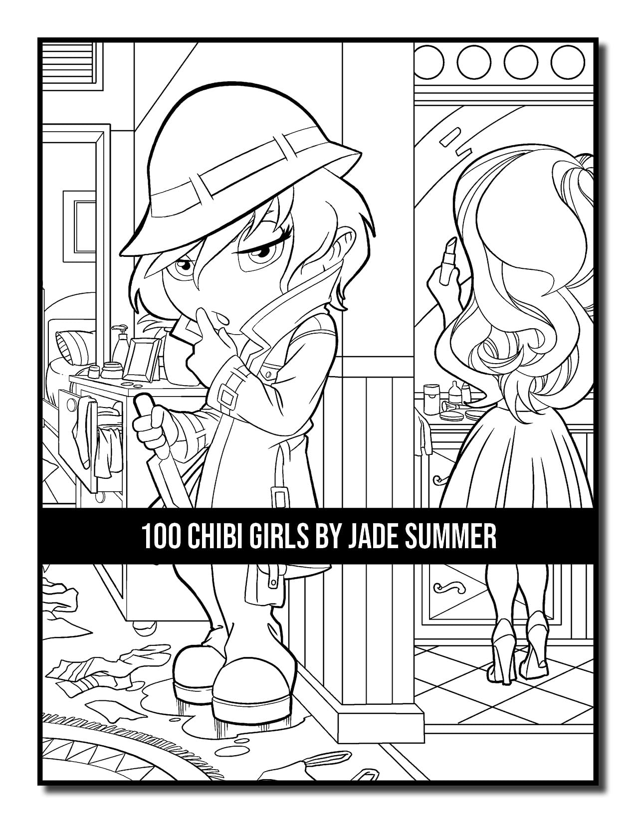 100 Chibi Girls: Cute & Fantasy Adult Coloring Book with Horror & Christmas Themes - Perfect for Stress Relief, Gifts & Creative Relaxation
