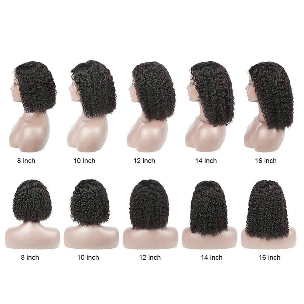 Premium Kinky Curly Human Hair Wigs for Black Women - 150% Density Glueless Peruvian Remy Hair with Fake Scalp & Natural Baby Hair | Natural Black Color 8