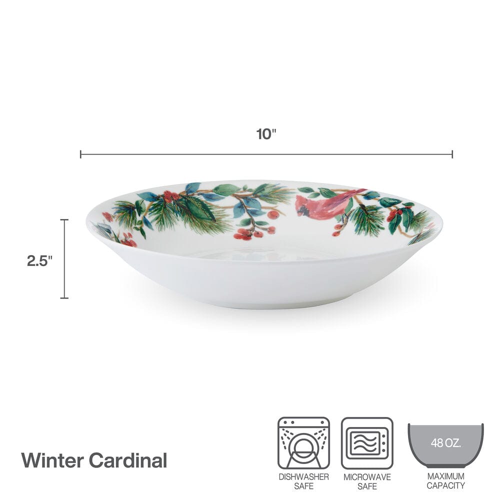 Winter Cardinal Serving Bowl - Elegant Holiday Dinnerware for Christmas & Thanksgiving Entertaining - Perfect for Soups, Salads & Side Dishes