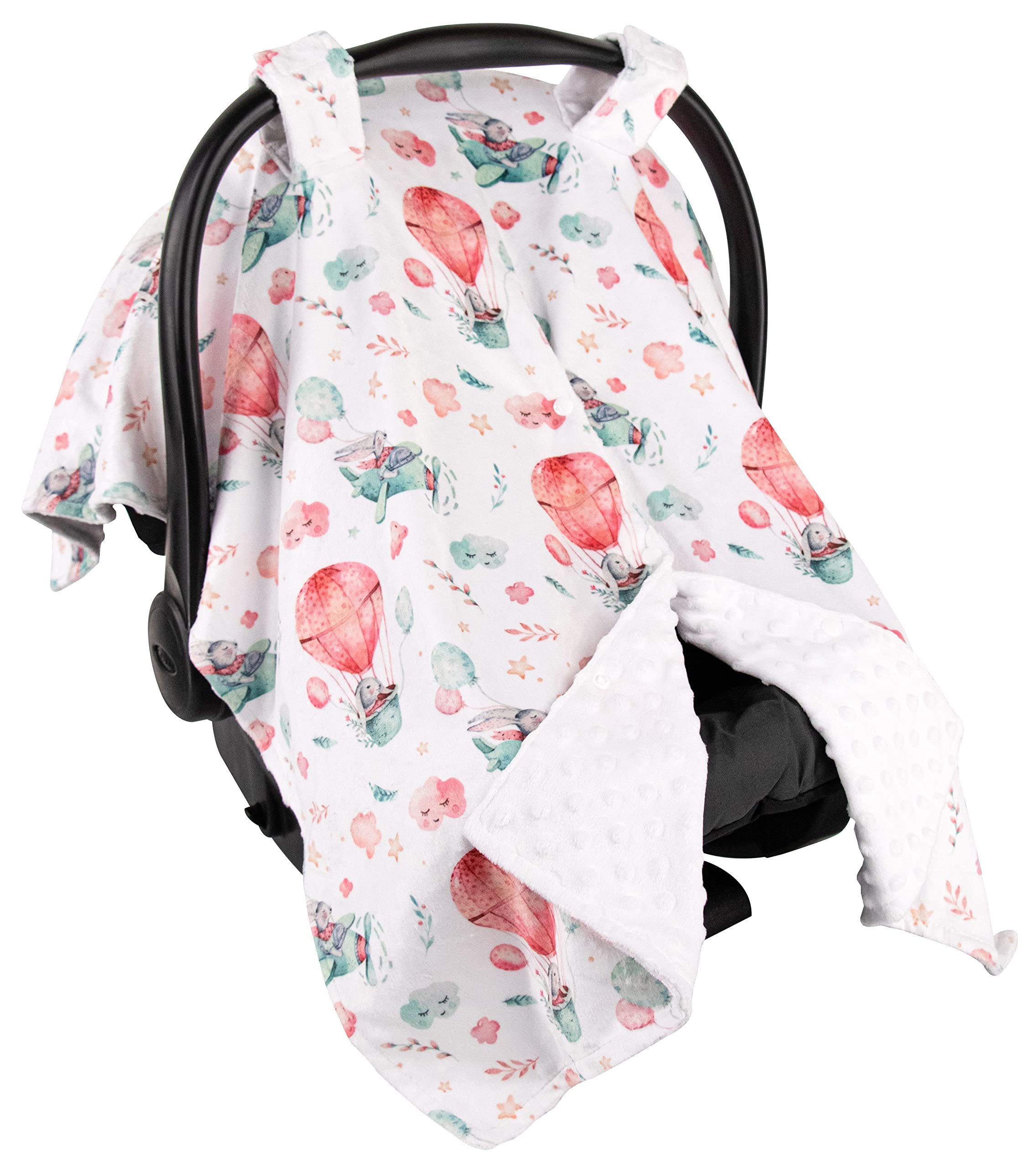 Premium Baby Car Seat Cover - Soft Minky Fabric with Adorable Rabbits in The Sky Design, 40