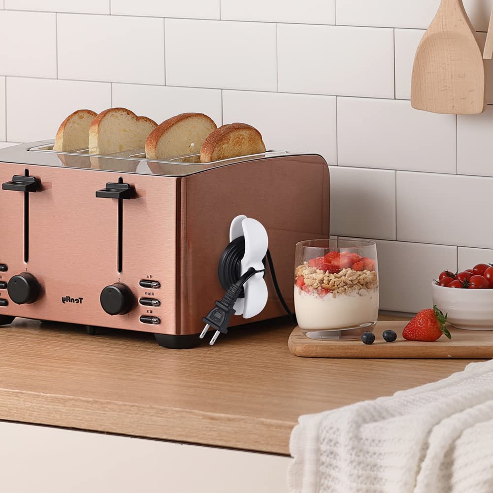 4PCS Cord Organizer for Kitchen Appliances - Cable Winder & Holder for Pressure Cooker, Mixer, Blender, Coffee Maker, Air Fryer - Stick-On Cord Wrapper for Neat Countertop Organization (Perfect for Small Kitchen Spaces)