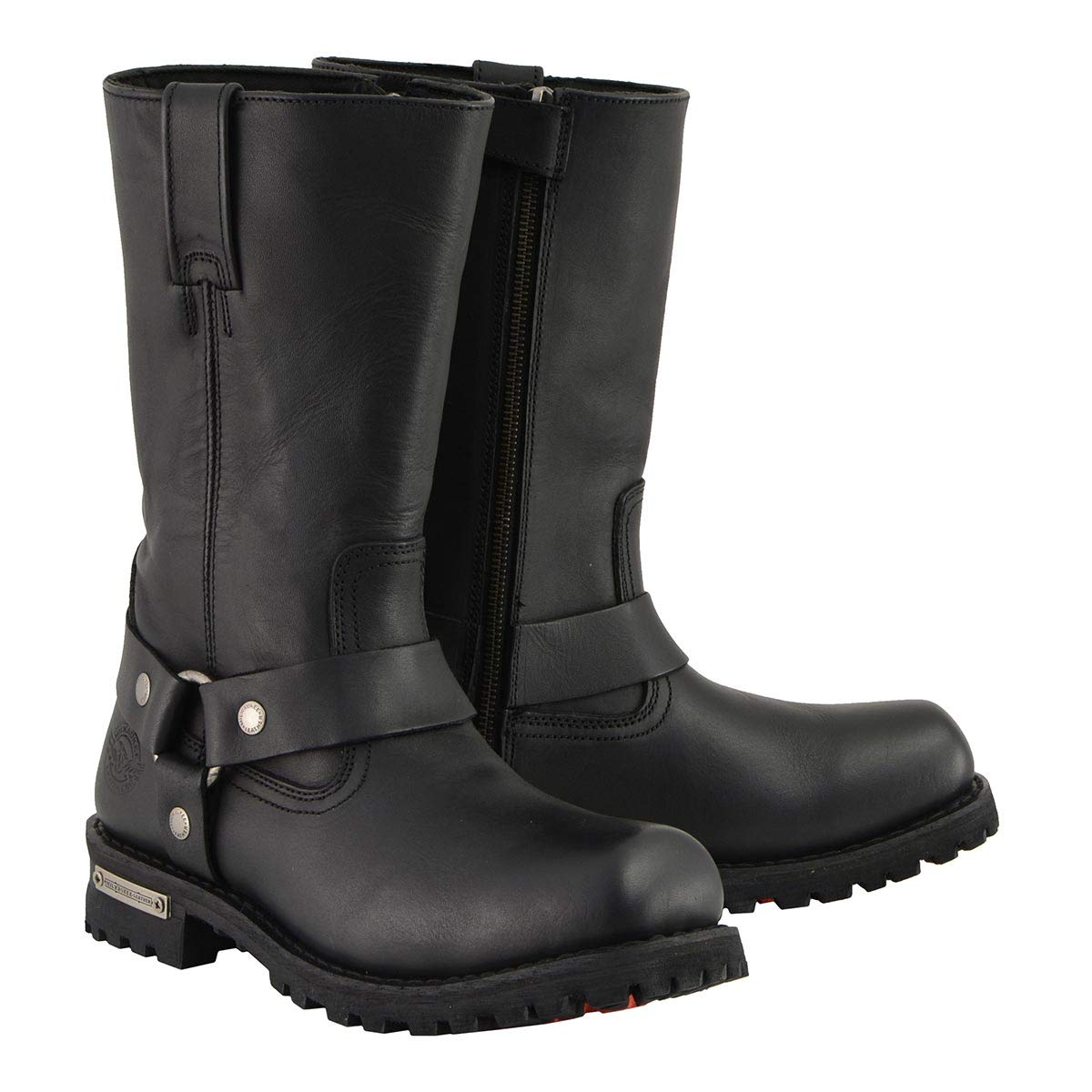 Milwaukee Leather Men's Classic Black Leather 11-Inch Square Toe Motorcycle Harness Boots MBM131 - Durable Riding Boots for Bikers & Outdoor Enthusiasts