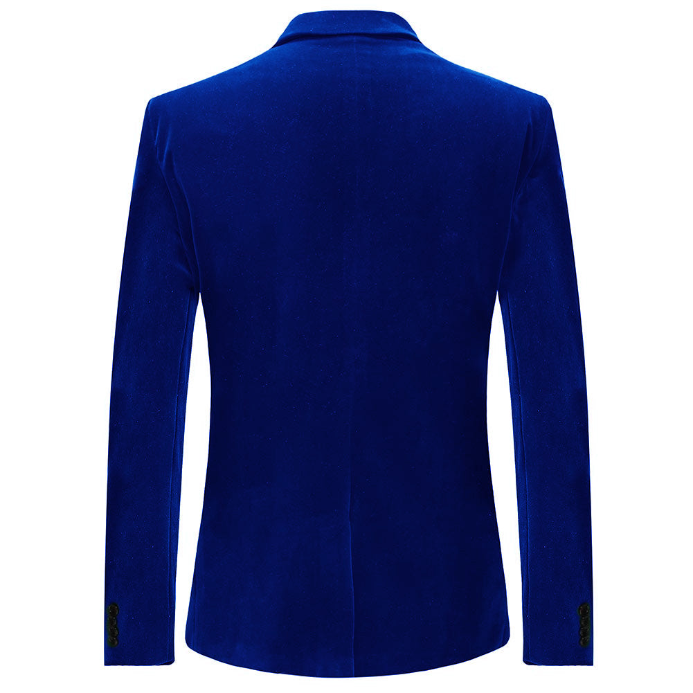 Blue Velvet Fashion Blazer Pleuche Tuxedo Jacket for Women - Elegant Formal Wear for Weddings, Parties & Evening Events
