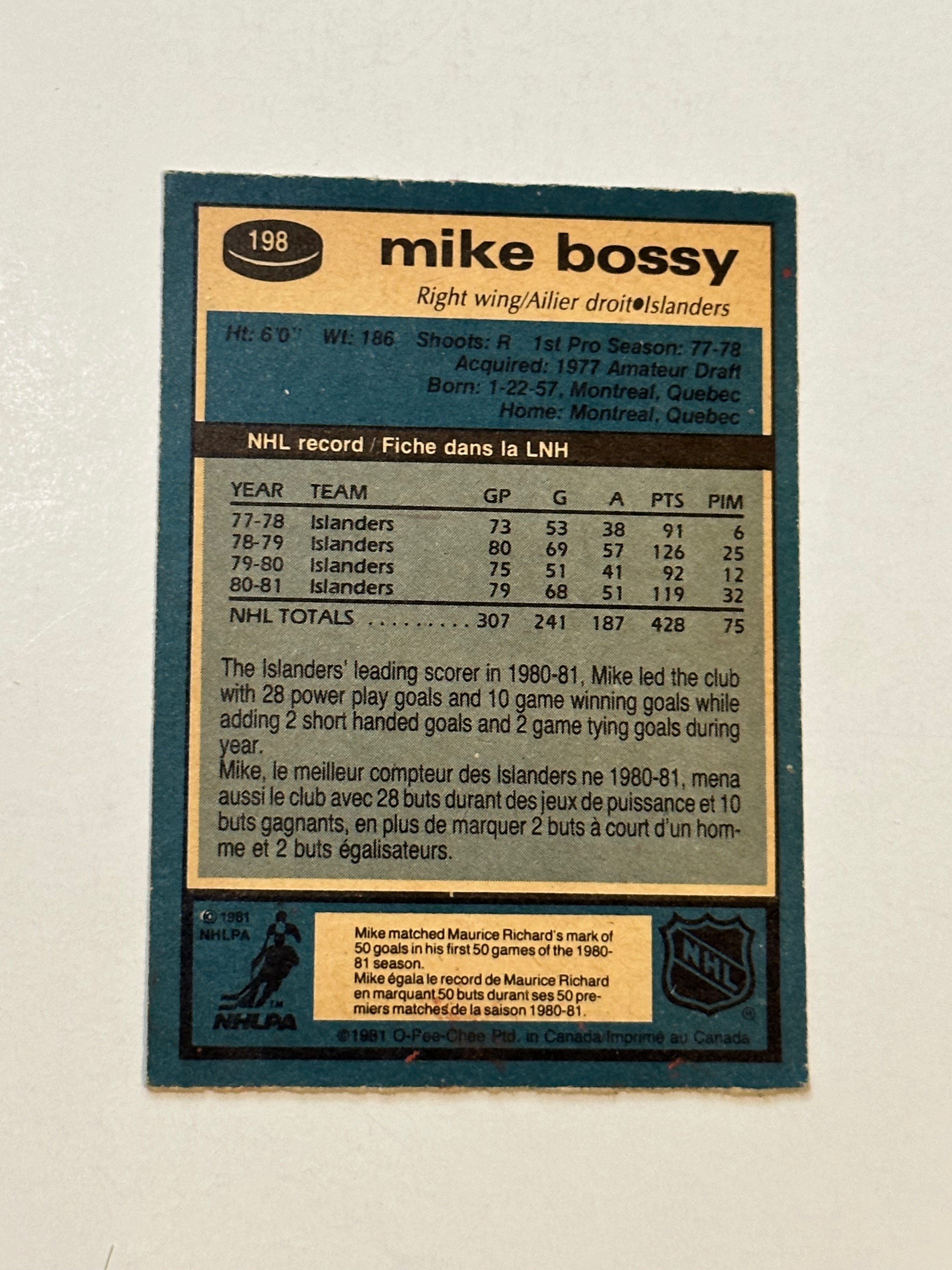 Authentic Mike Bossy Autographed Hockey Card with COA - Perfect for NHL Collectors, Sports Memorabilia Fans & Gift Ideas