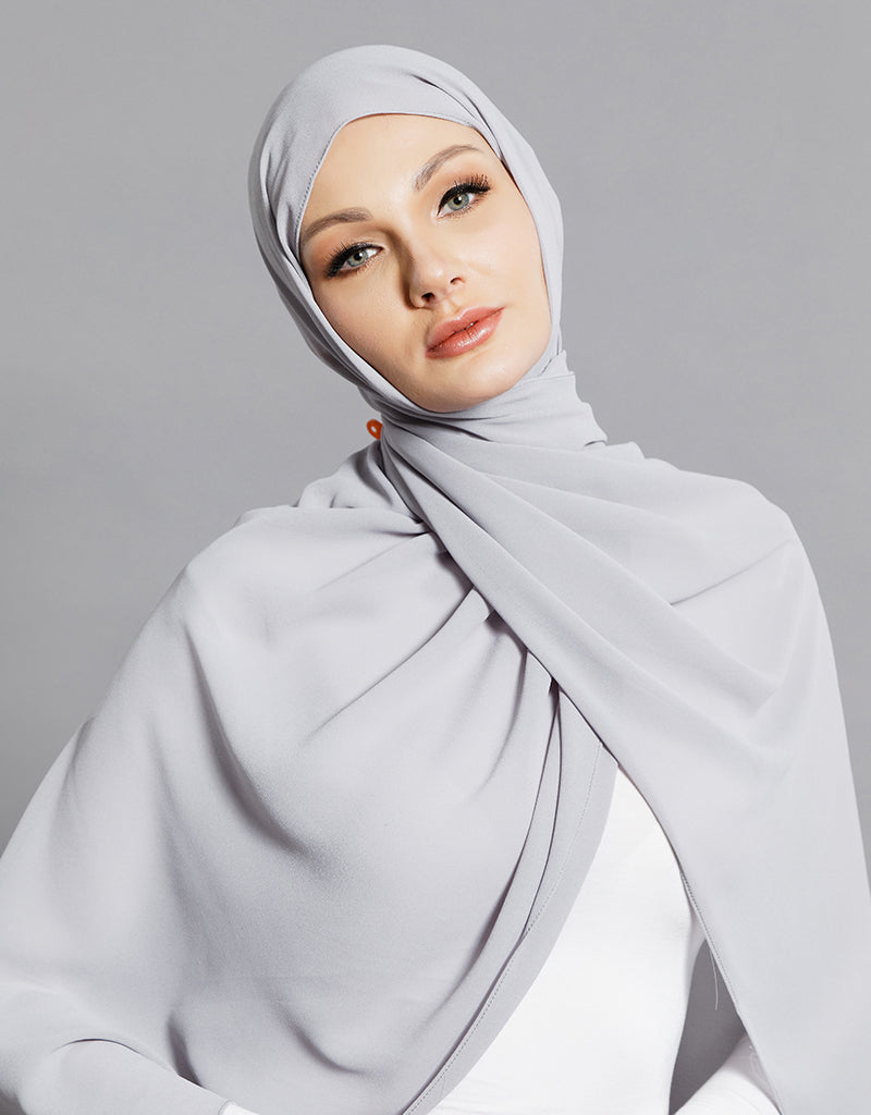 Elegant Chiffon Shawl in Shades of Gray - Lightweight Scarf Wrap for Women - Perfect for Weddings, Parties & Evening Events