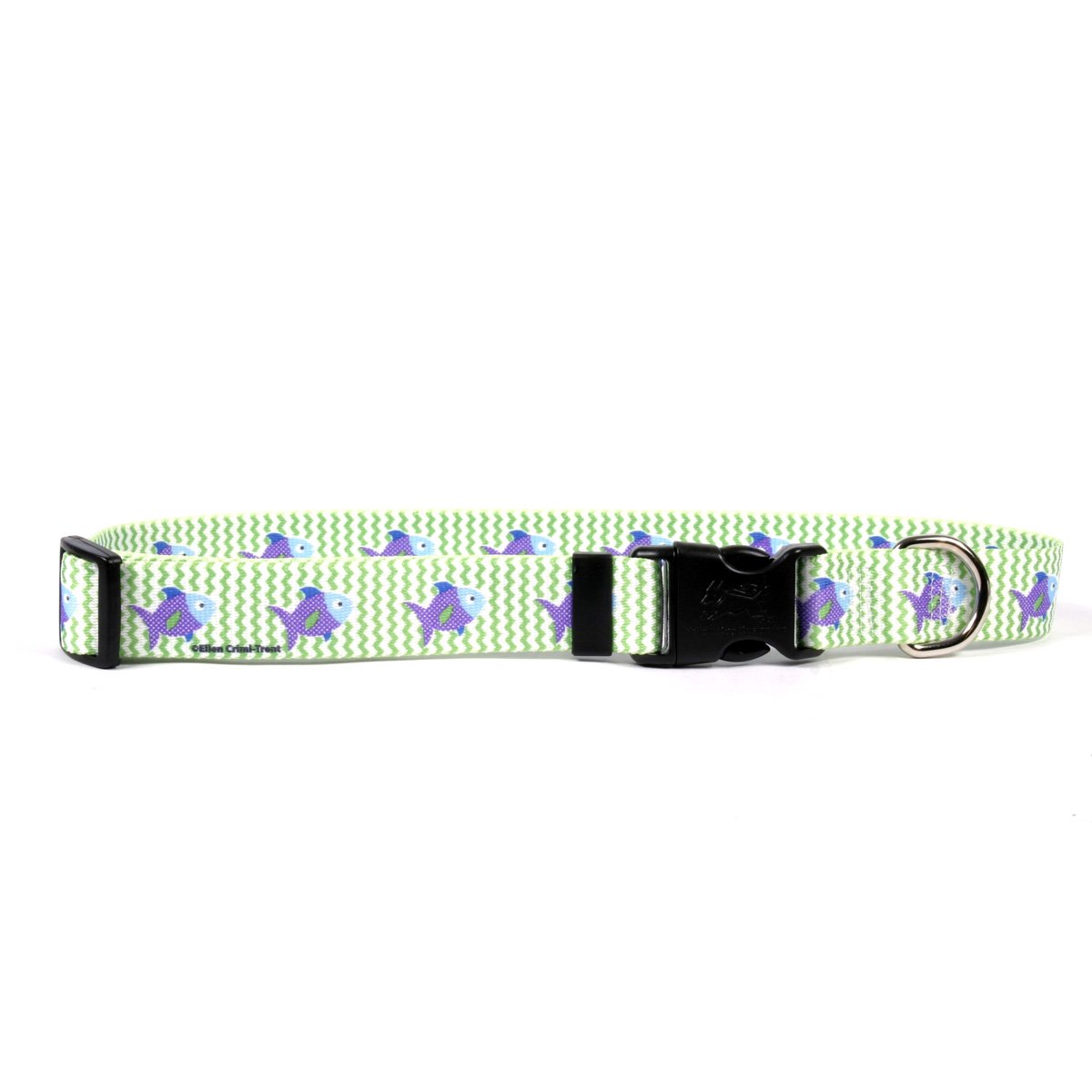 Yellow Dog Design Fish Tales Dog Collar - Adjustable 14-20 Inch Neck, Medium 1 Inch Wide - Perfect for Swimming, Beach & Outdoor Adventures with Your Pet