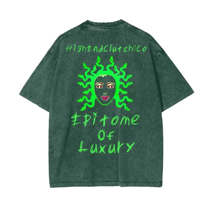 Premium Medusa Print Acid Wash Oversized T-Shirt - 250 GSM Heavyweight Cotton - Streetwear, Gothic Fashion & Casual Wear for Men and Women