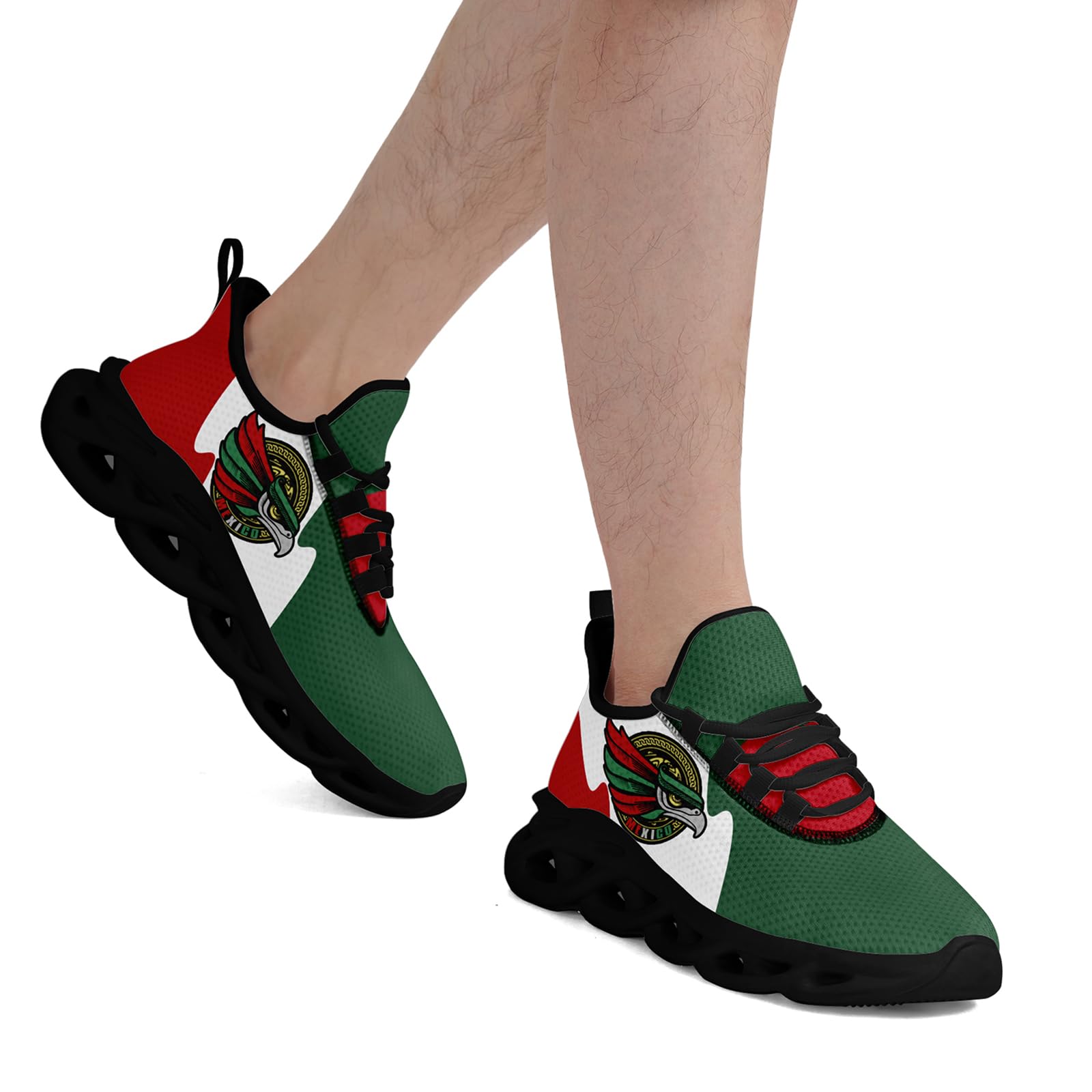 Mexico Flag Running Shoes for Men & Women - Patriotic Breathable Mesh Sneakers with Iconic Eagle Design & Cushioned EVA Sole - Perfect for Jogging, Gym Workouts & Casual Wear