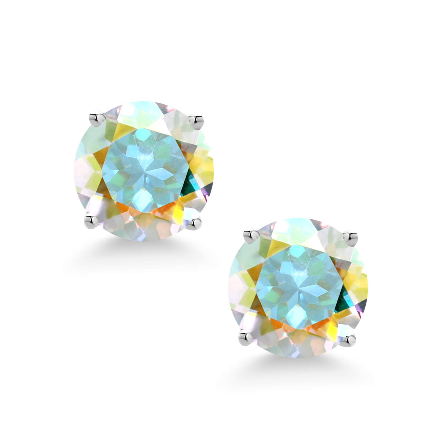 14K White Gold 6MM Round Birthstone Stud Earrings for Women & Men | Screw Back Gemstone Earrings | Perfect Gift for Birthday, Anniversary & Special Occasions