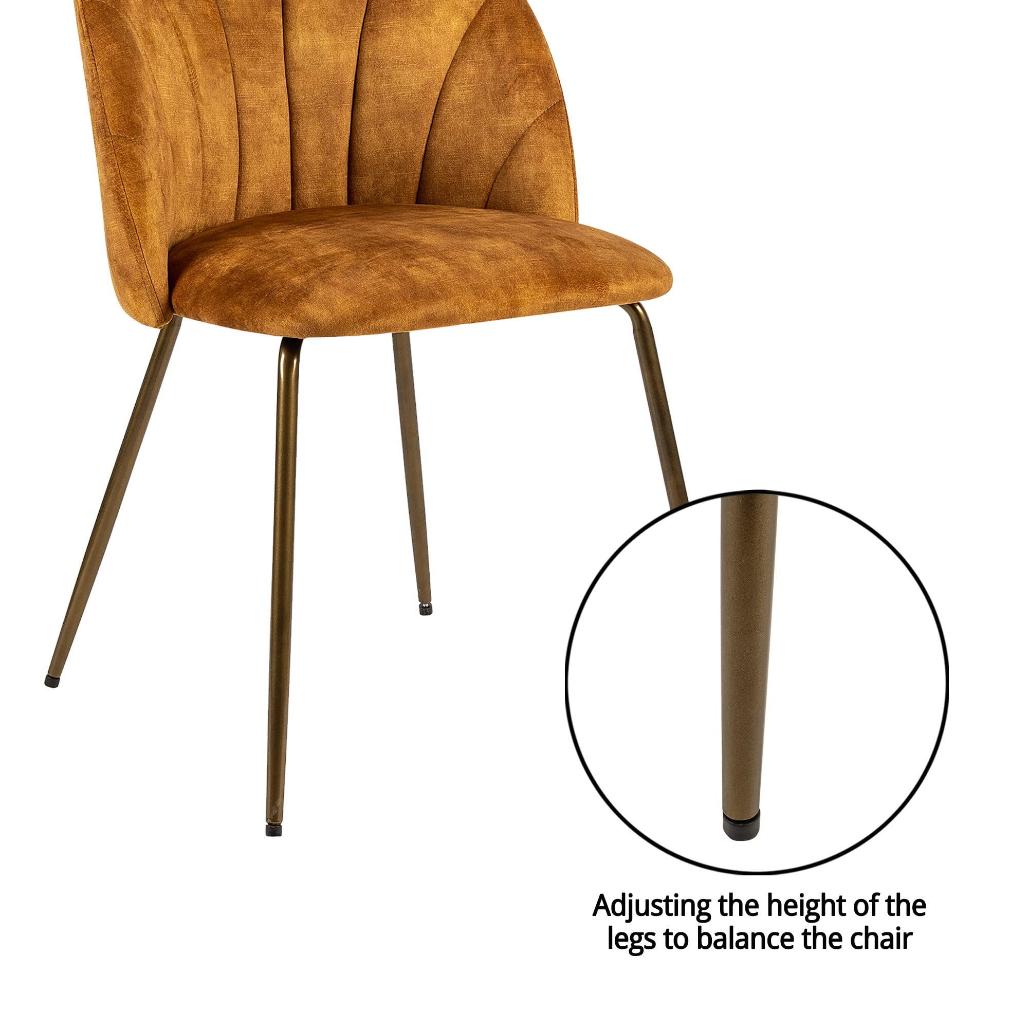 Velvet Brown Dining Chairs with Brass Legs - Mid Century Modern Upholstered Accent Chairs Set of 2 for Kitchen, Living Room & Dining Room - Perfect for Home Decor, Entertaining Guests & Cozy Seating