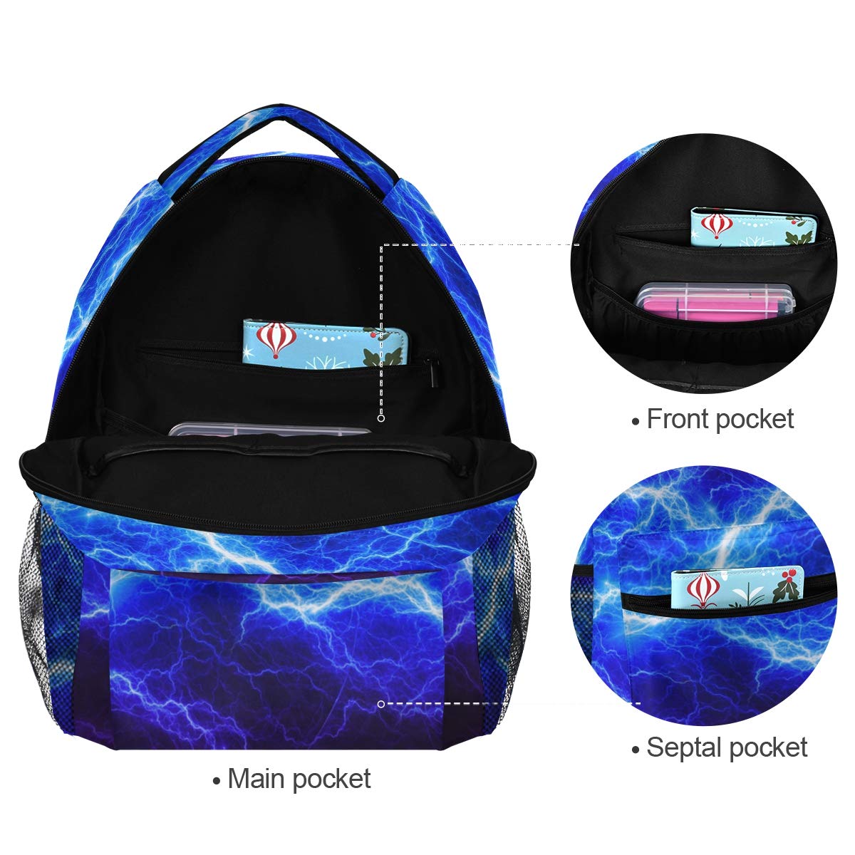 Lightning Backpack for Boys & Girls - 14 Inch Laptop Backpack with Starry Lightning Pattern, Durable School Bookbag for Teens | Perfect for School, Travel & Daily Use