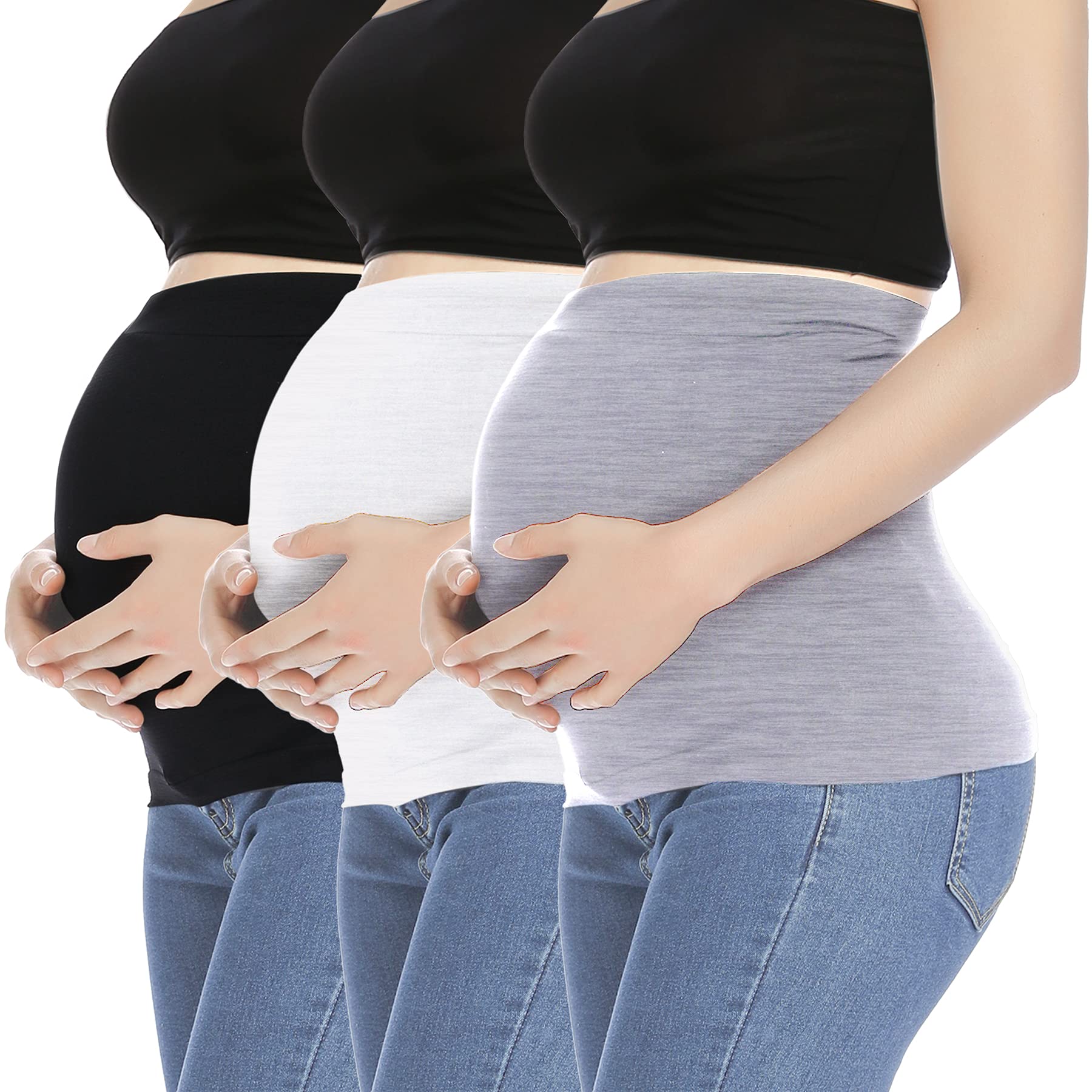 Maternity Belly Band for Pregnant Women - Adjustable Pregnancy Support Belt for Pants & Jeans - Postpartum Belly Wrap for Comfort & Back Pain Relief - Perfect for Work, Exercise & Daily Wear