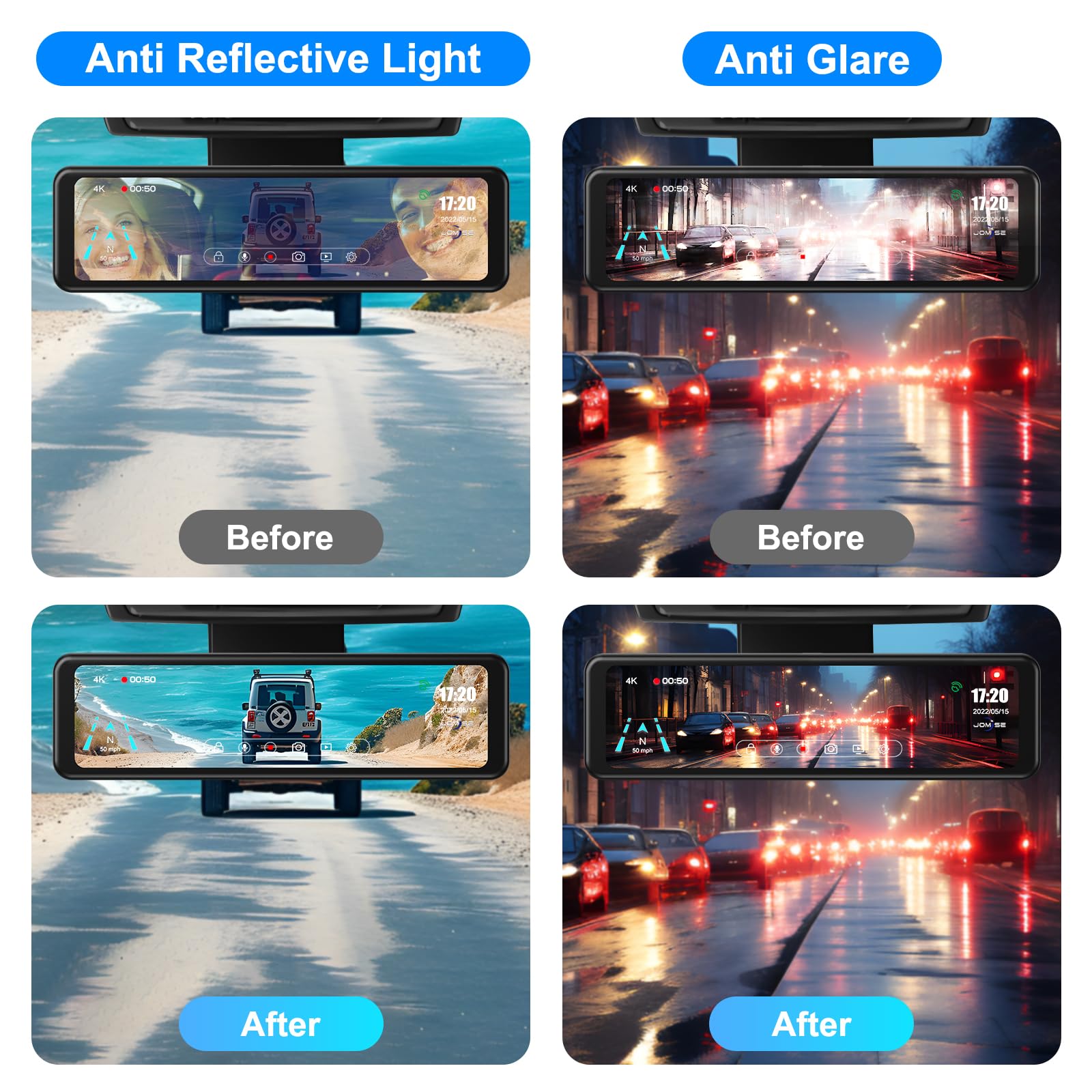 JOMISE 4K Mirror Dash Cam with 11