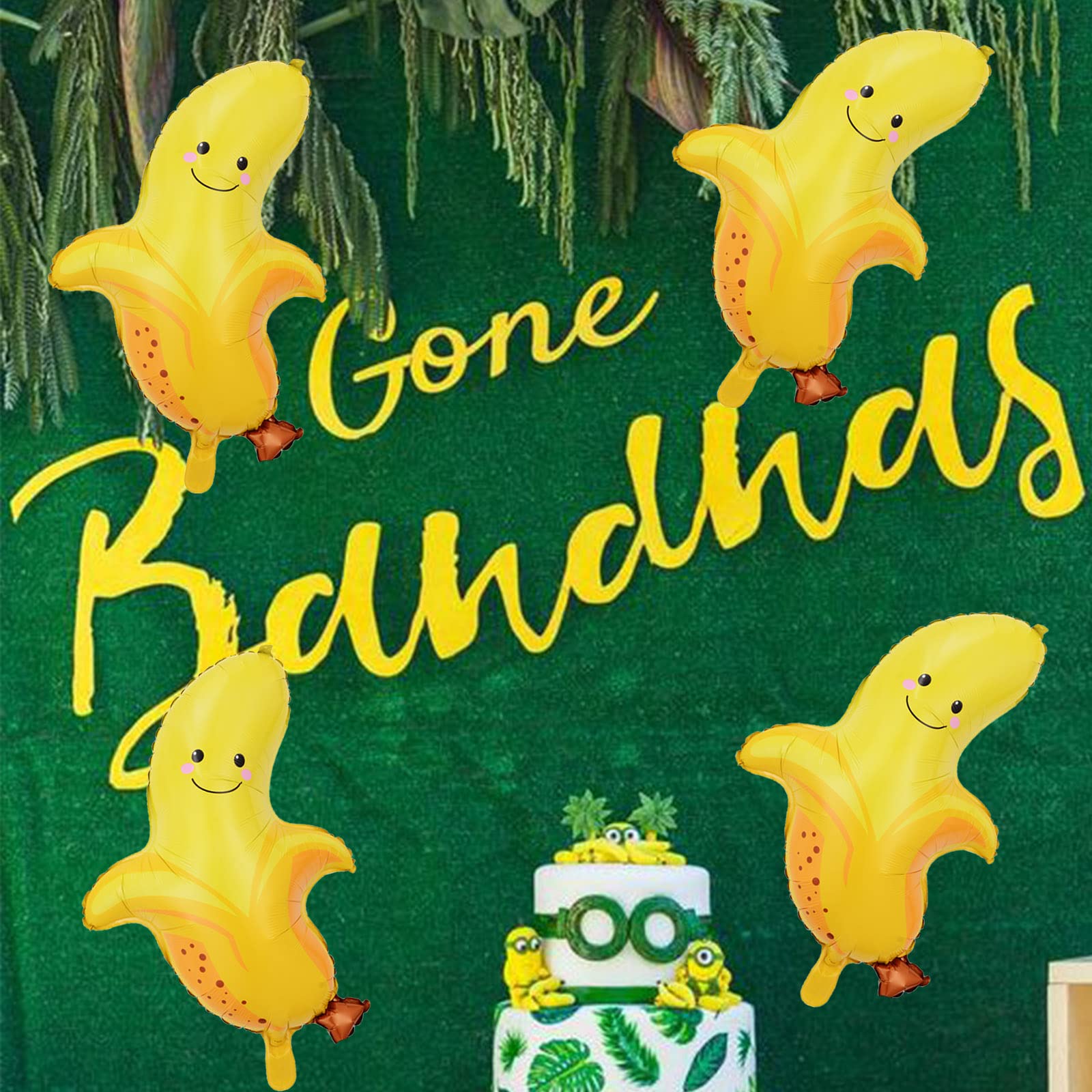 8Pcs Large Banana Foil Helium Balloons - Fun Fruit Themed Party Decorations for Birthday, Baby Shower & Wedding - Perfect for Tropical, Jungle or Go Bananas Party Themes