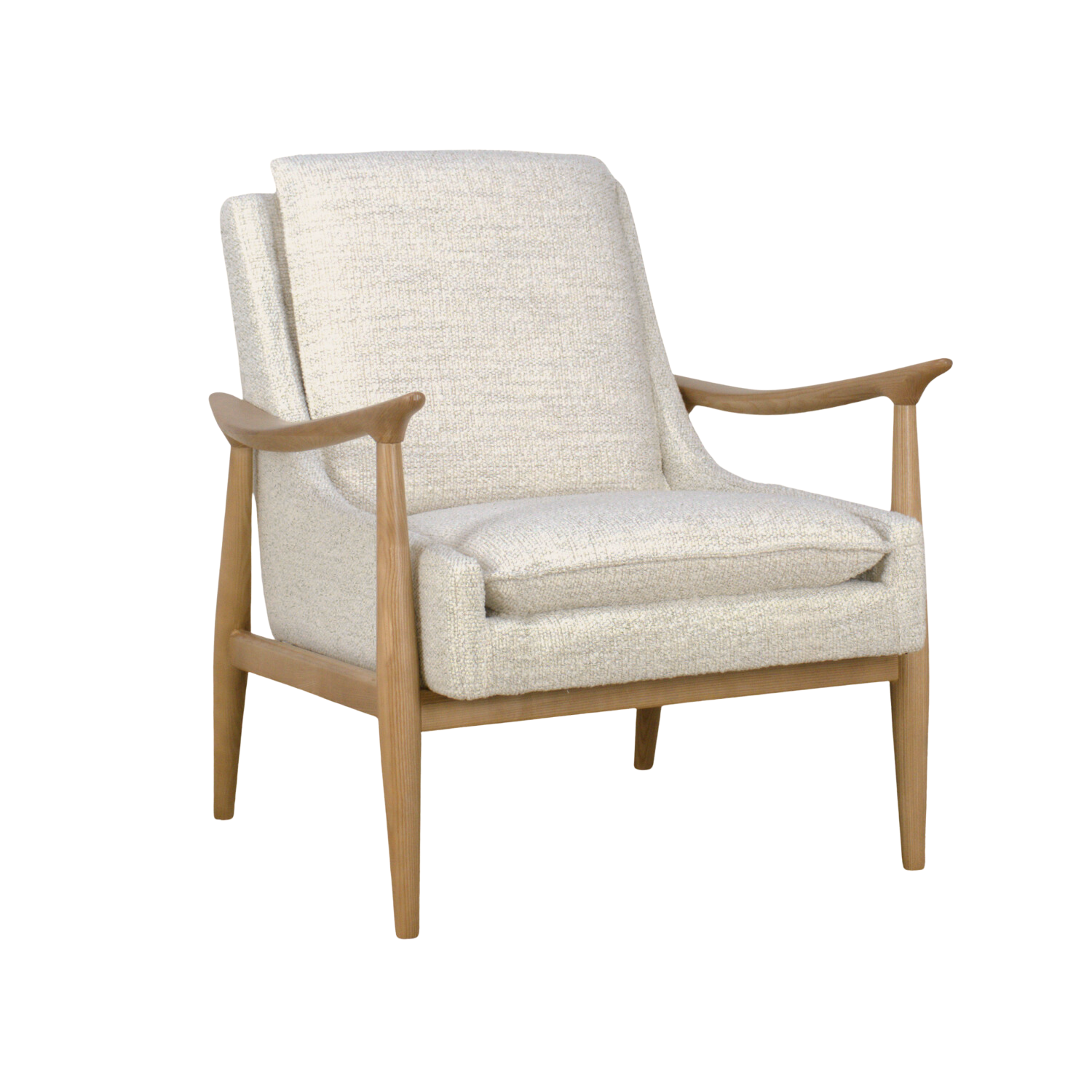 Nassau Lounge Chair - Pearl Boucle Upholstered Modern Accent Chair for Living Room, Bedroom, or Office - Comfortable Mid-Century Style Seating for Relaxing & Reading