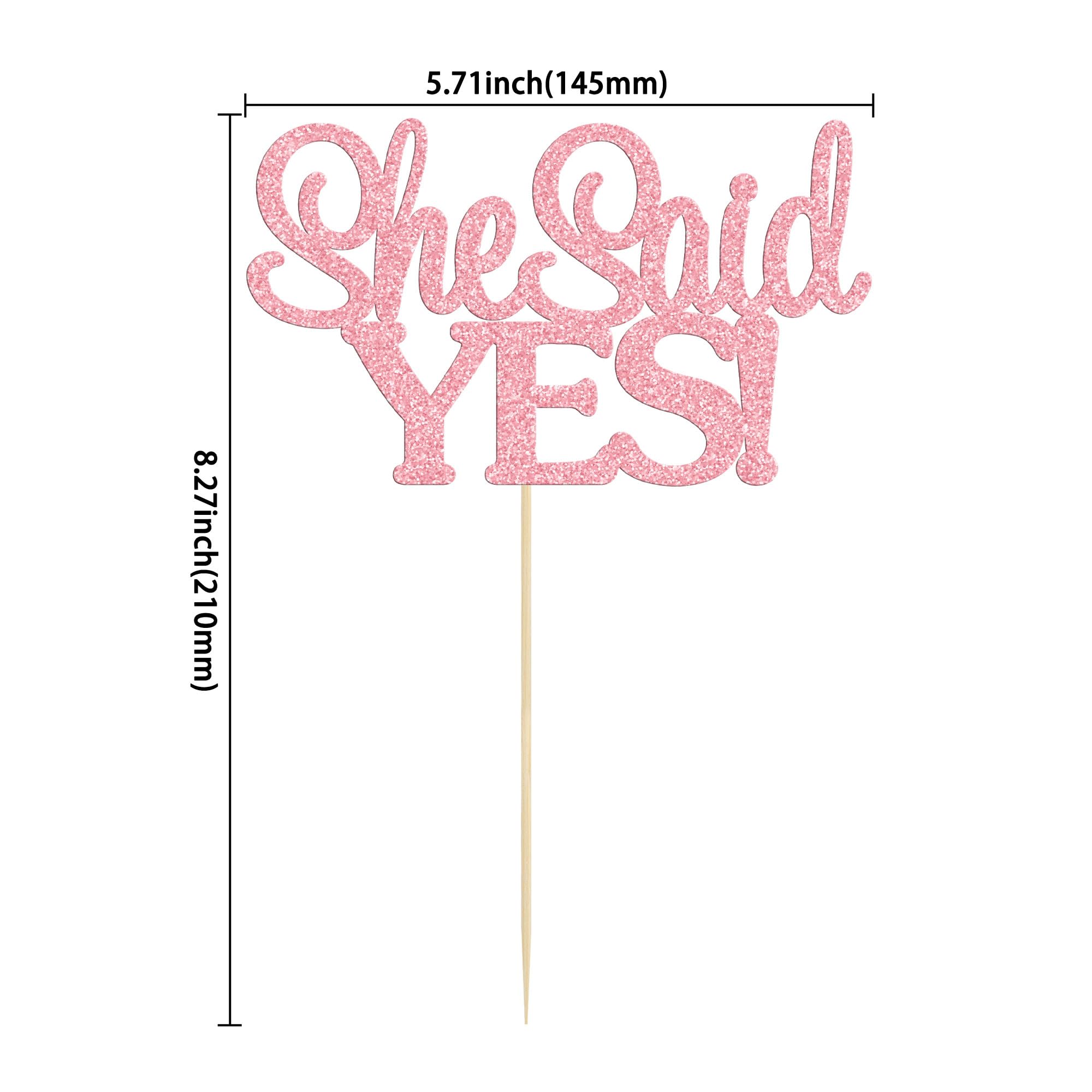 Pink 'She Said Yes' Cake Topper for Wedding & Bridal Shower