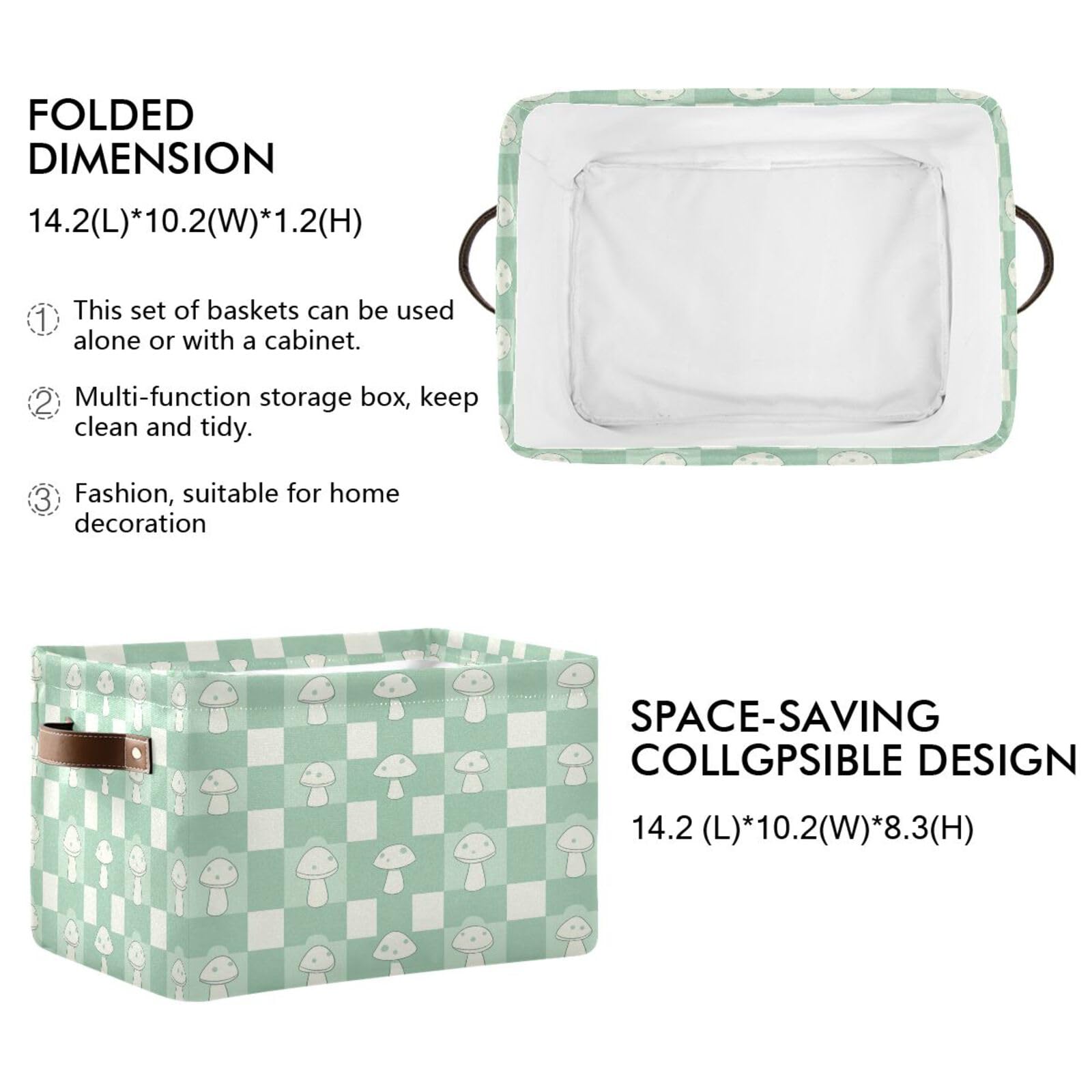 Foldable Large Square Storage Baskets with Handles (2-Pack) - Multi-Functional Organizer for Toys, Books & Clothes | Perfect for Closet, Nursery & Home Organization