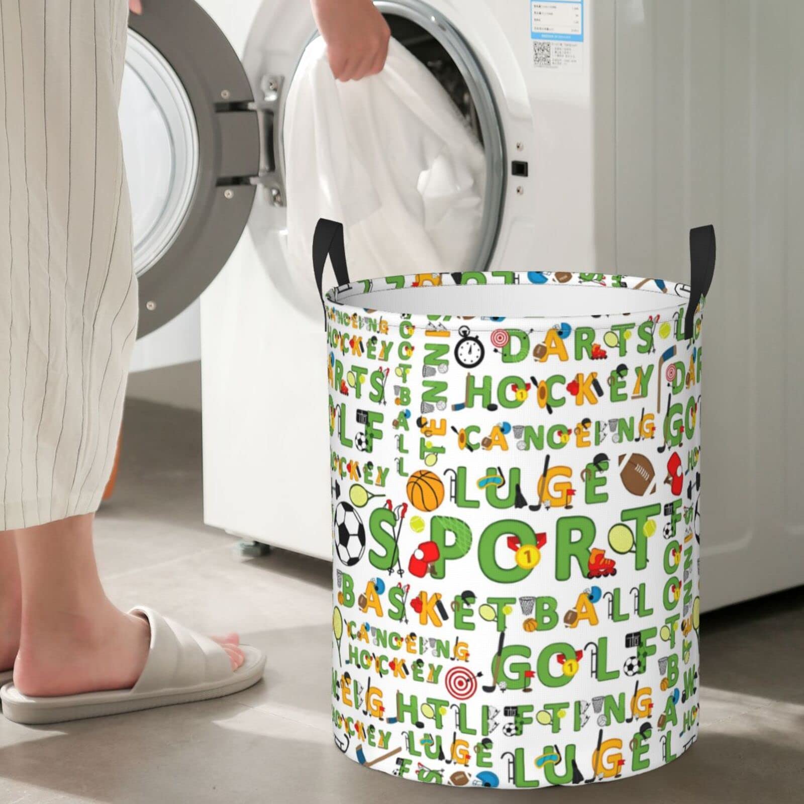 Collapsible Laundry Hamper with Handles - Foldable Clothes Basket for Football & Sports Gear - Portable Dirty Clothes Storage Bag for Bedroom, Dorm & Laundry Room - Perfect for Sports Lovers & College Students