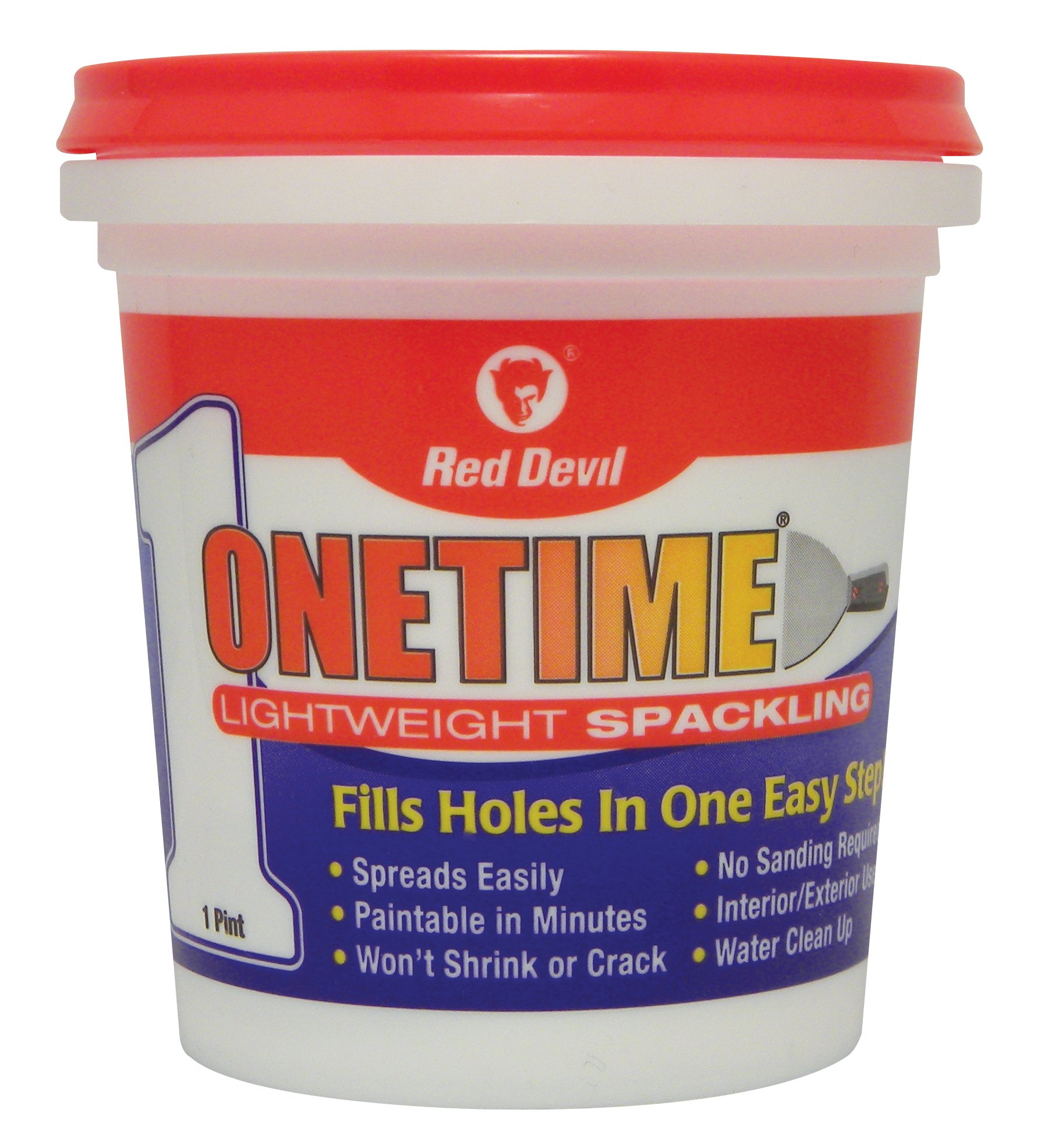Red Devil 0548 Pint Onetime® Spackling Interior - Fast Drying Wall Repair Compound for Drywall, Plaster & Wood - Perfect for Home Repairs, DIY Projects & Professional Use