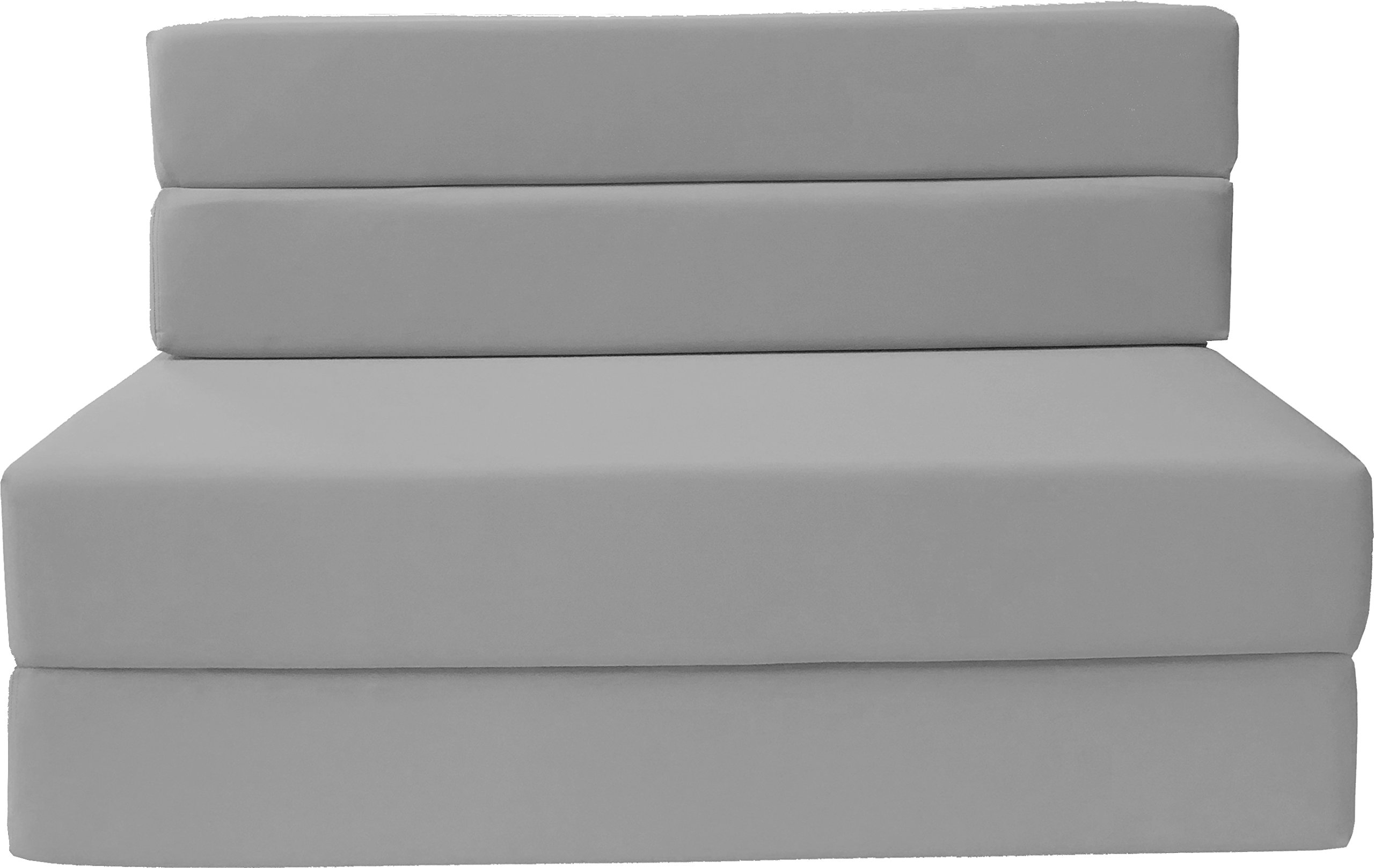 D&D Futon Furniture - Full Size Folding Foam Mattress & Sofa Chair Bed - Convertible Guest Bed in Gray - Perfect for Small Apartments, Dorm Rooms & Home Offices