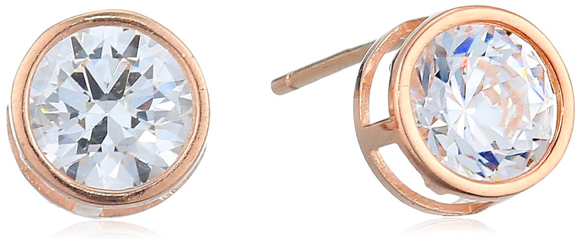 10K Gold Swarovski Zirconia Solitaire Ring for Women - Round Bezel Set Engagement & Wedding Jewelry - Perfect for Proposals, Anniversaries, and Special Occasions