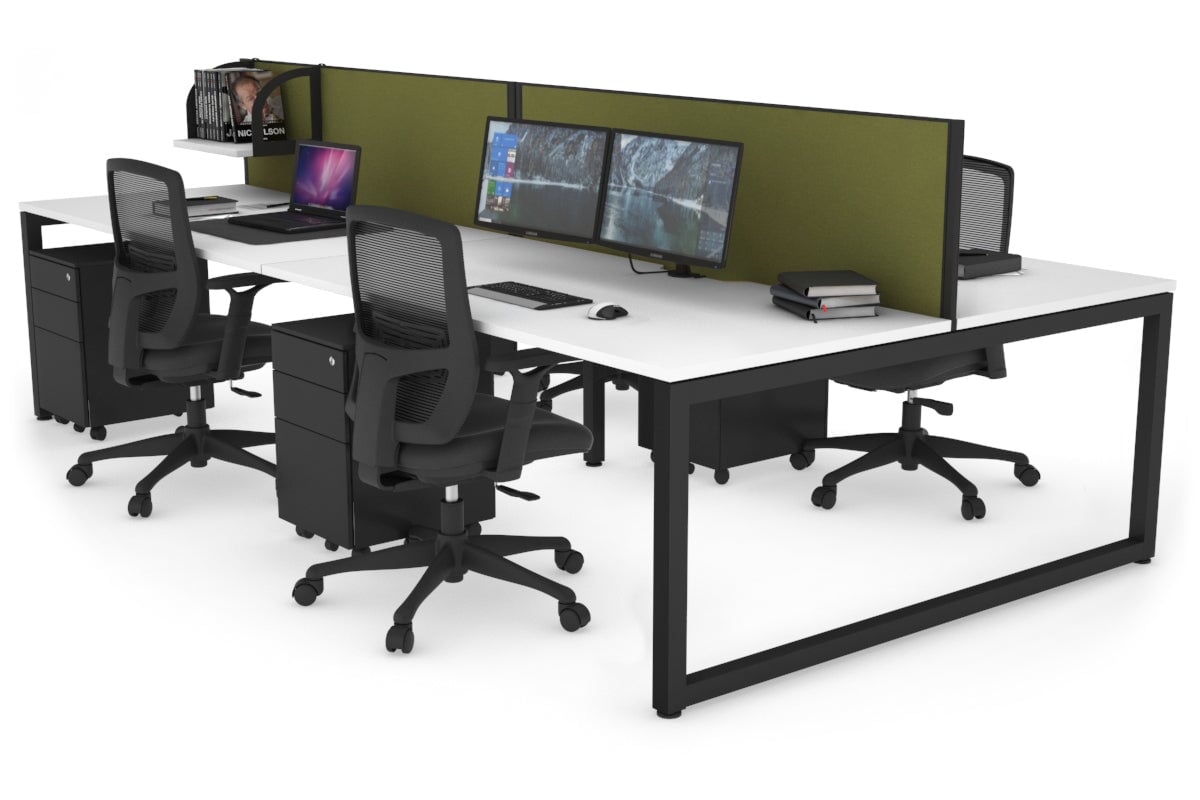 Quadro Loop Legs 4 Person Office Workstation - 1800L x 800W with Cable Management Scallop - Ideal for Collaborative Workspaces & Open Office Environments
