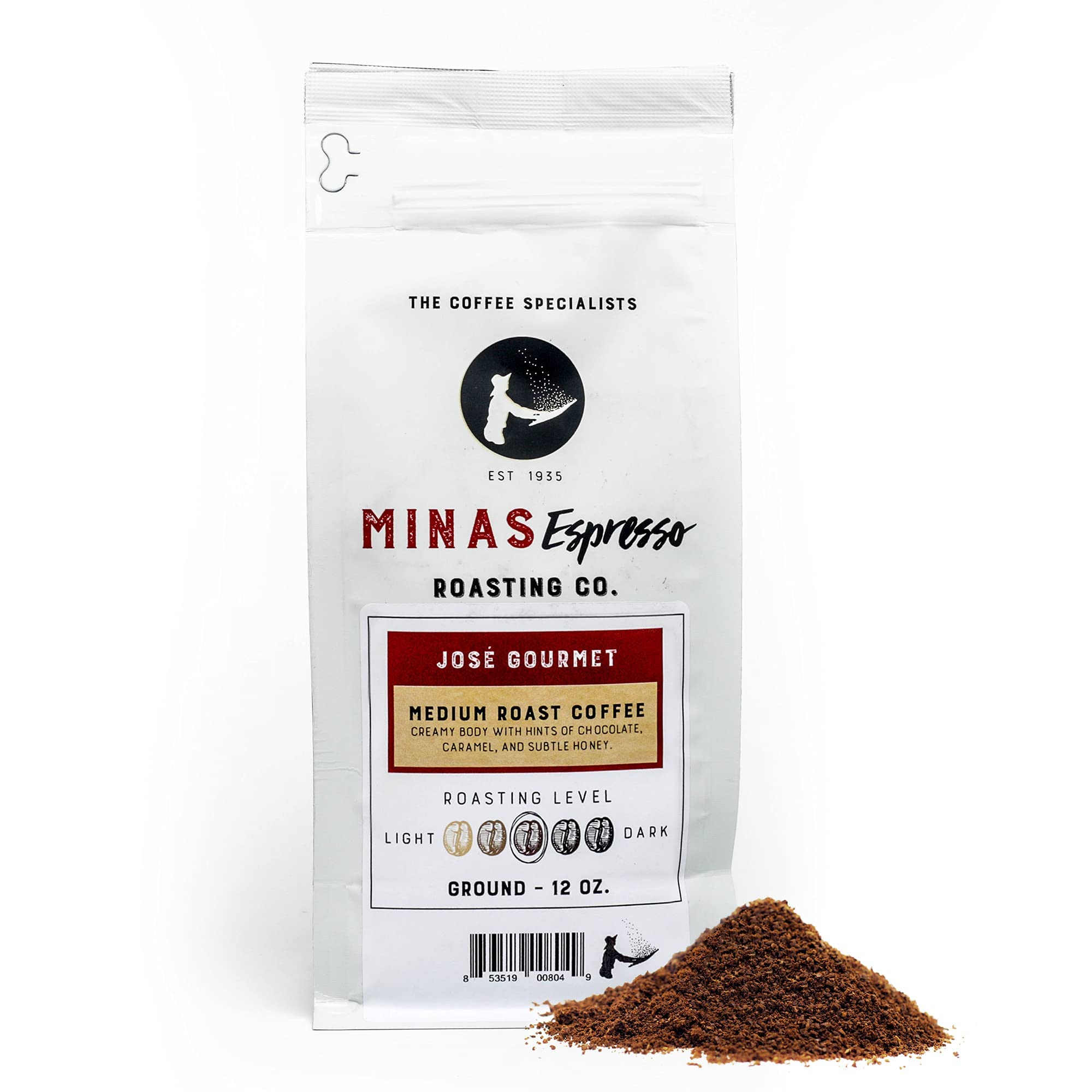 Jose Gourmet Medium Roast Ground Coffee – Single Origin Brazilian Coffee – Direct Trade – Family-Owned Farm to Cup – 12oz Bag – Perfect for Home Brewing, Office & Gifts
