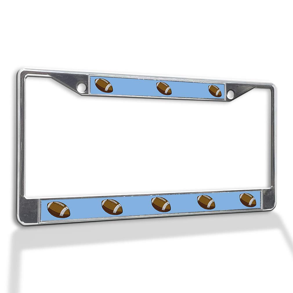 Premium Metal License Plate Frame with Football Logo - Weatherproof Chrome Car Accessories with 2 Solid Holes - Perfect for Sports Fans & Vehicle Customization
