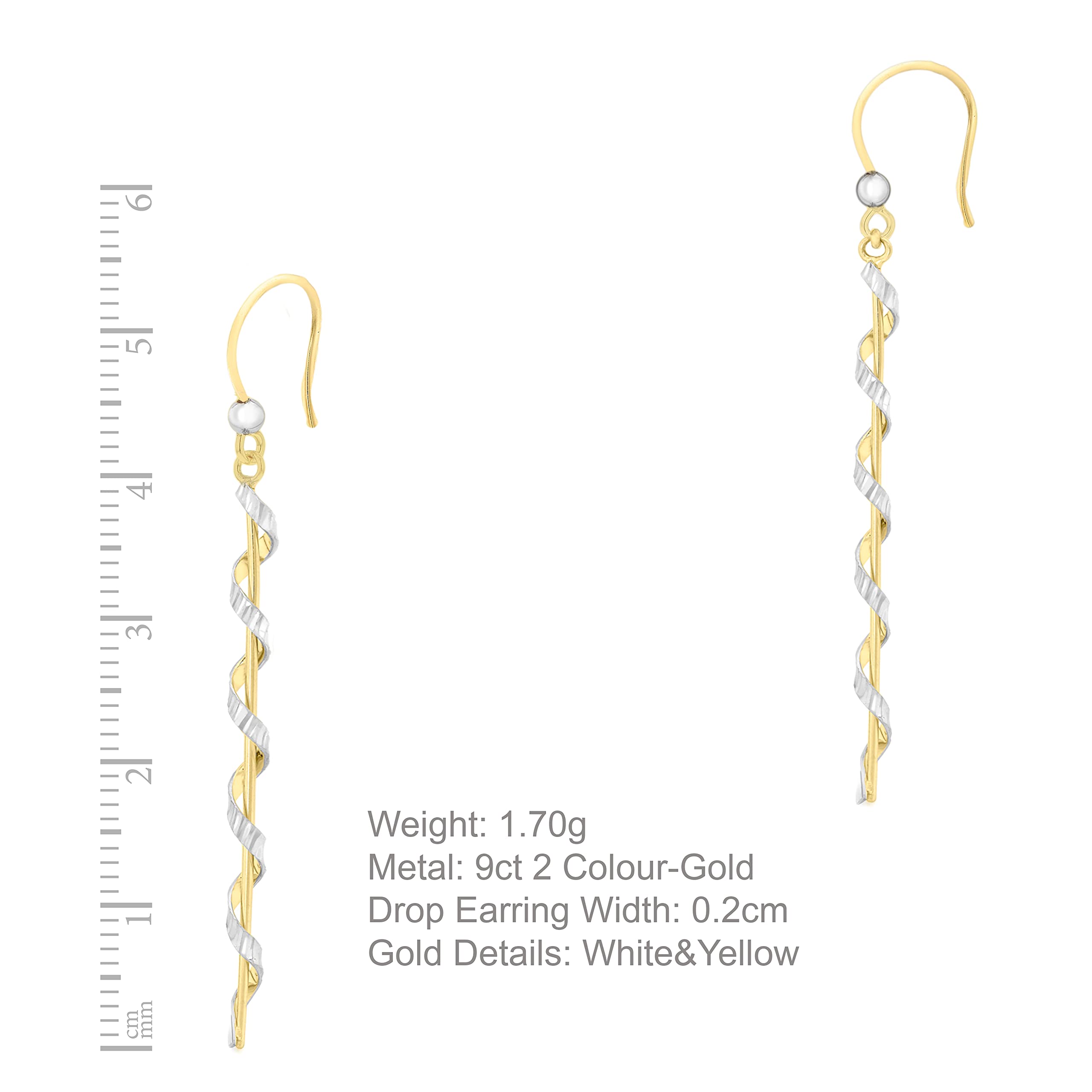 Carissima Gold 9ct Two-Tone Gold Twist Drop Earrings for Women | Elegant Dangle Earrings for Parties, Weddings & Special Occasions