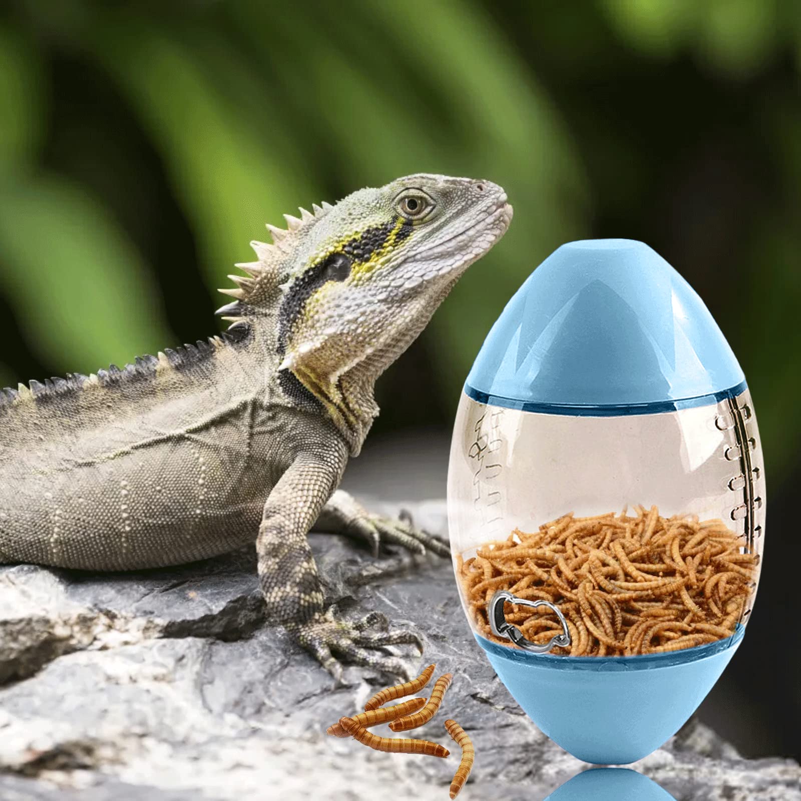 Interactive Reptile Enrichment Toys - Rugby Shape Feeder for Bearded Dragons, Lizards & Geckos | Stimulating Small Animal Toys for Mental Exercise & Natural Hunting Instincts | Perfect for Cage Entertainment & Training Sessions