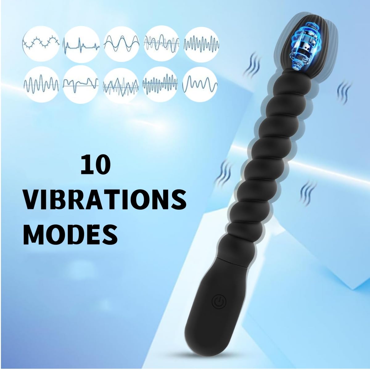 10-Speed Rechargeable Anal Beads Butt Plug with Prostate Massager - Powerful Vibrating Sex Toy for Couples & Solo Play, G-Spot & Clitoral Stimulator - Perfect for Bedroom Fun & Intimate Moments