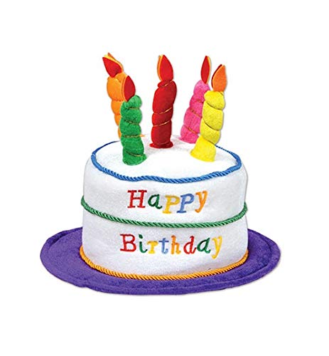 12-Piece Purple and Red Birthday Cake Party Hat Set with Candles - Costume Accessories for Adults & Kids - Perfect for Birthday Parties, Cosplay, and Themed Events