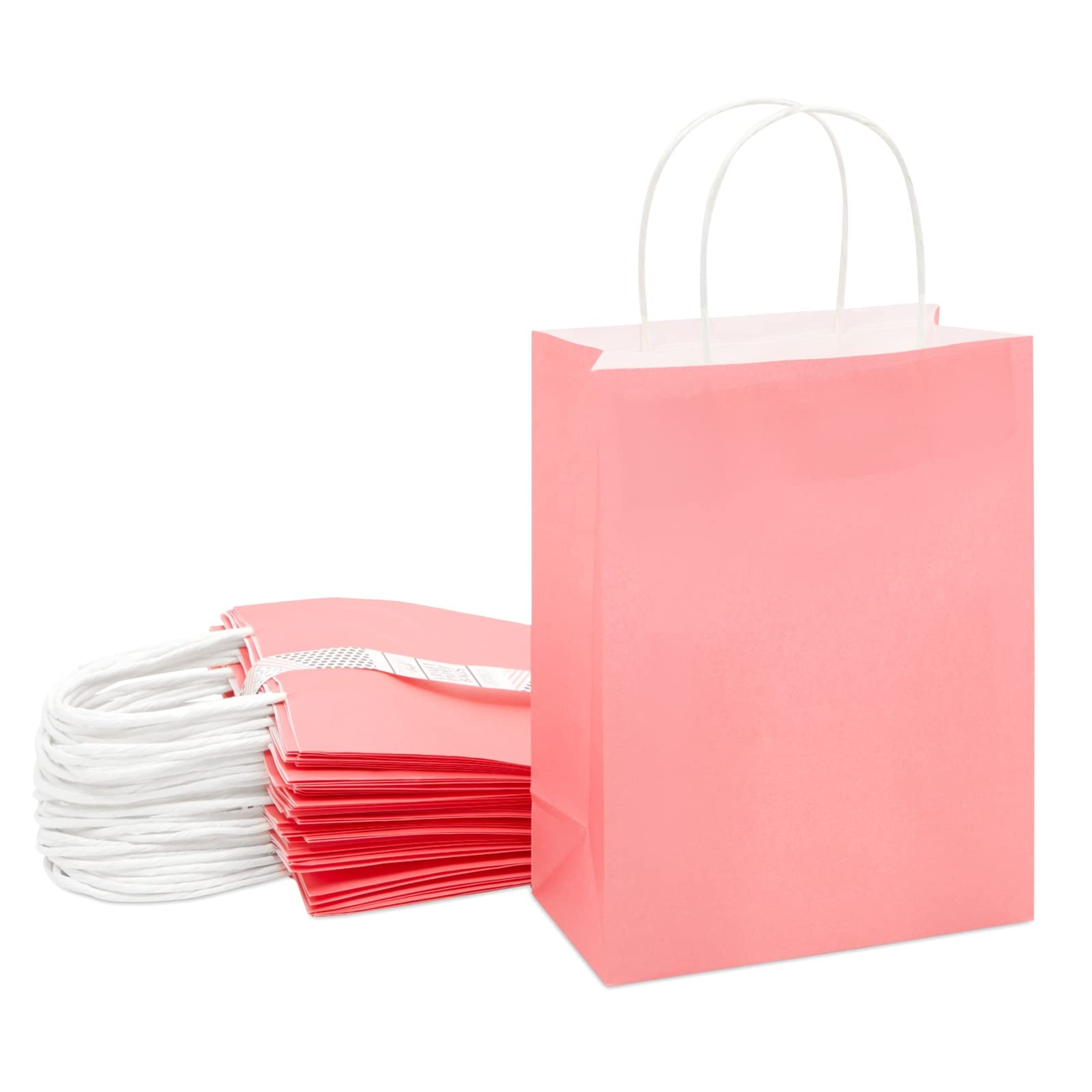 Elegant Pink Paper Gift Bags with Handles - 8x10 Inches (25 Pack) - Perfect for Birthday Parties, Baby Showers & Wedding Favors - Great for Party Favors, Bridesmaid Gifts & Special Occasions