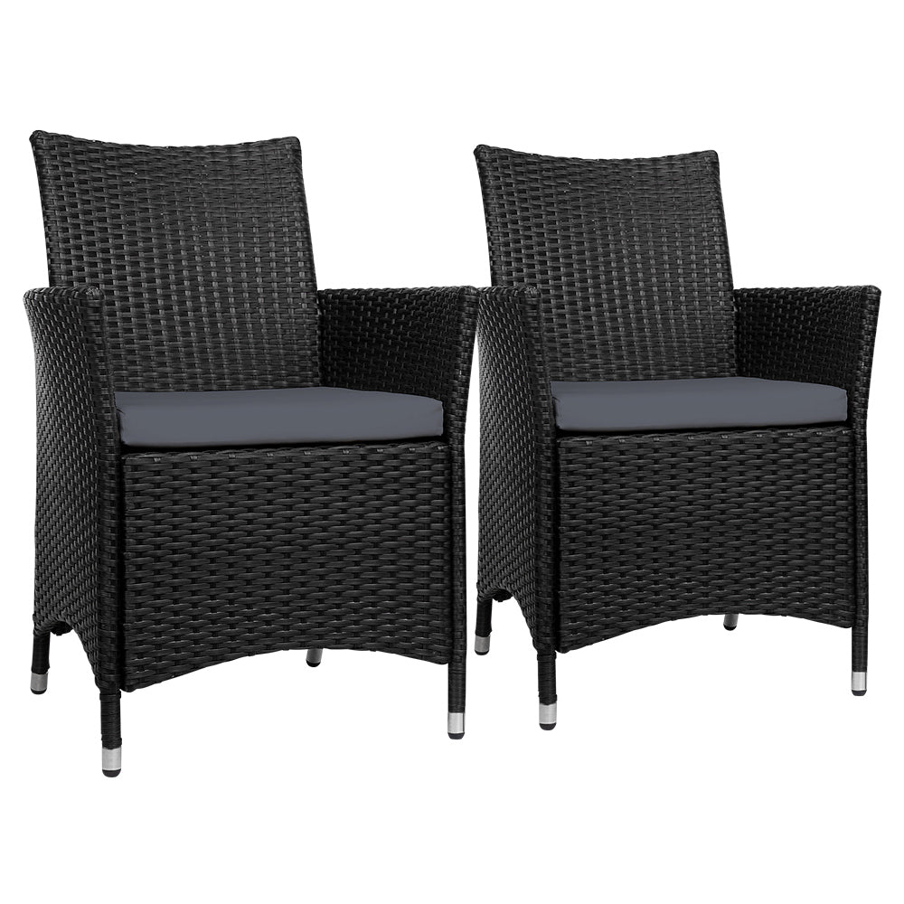 2-Piece Outdoor Dining Chairs Set - Patio Furniture with Wicker Design & Cushions - Perfect for Garden, Backyard, Poolside & Balcony Dining