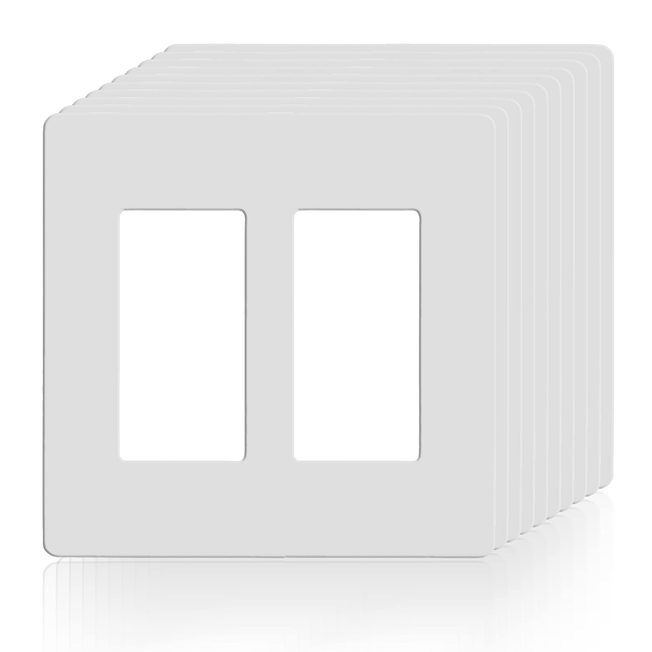 Faith 2-Gang Screwless Wall Plate Outlet Covers - Child Safe, Fits GFCI, USB, Dimmers & Light Switches - ETL Listed White Decorator Plate (4.68