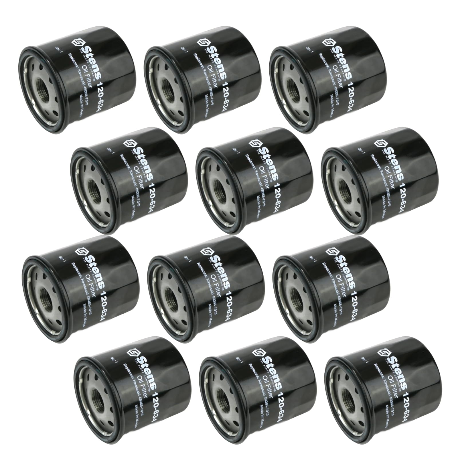 Stens 120-634 12 Pack Oil Filter Compatible with Kawasaki 49065-7010, 49065-2057, 49065-2062 - Perfect for Lawn Mowers, Tractors & Outdoor Power Equipment Maintenance